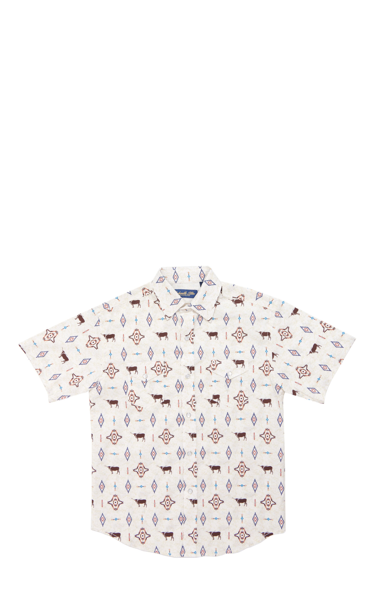 Rough Stock Boy's White Novelty Steer Print Western Shirt - Image 1