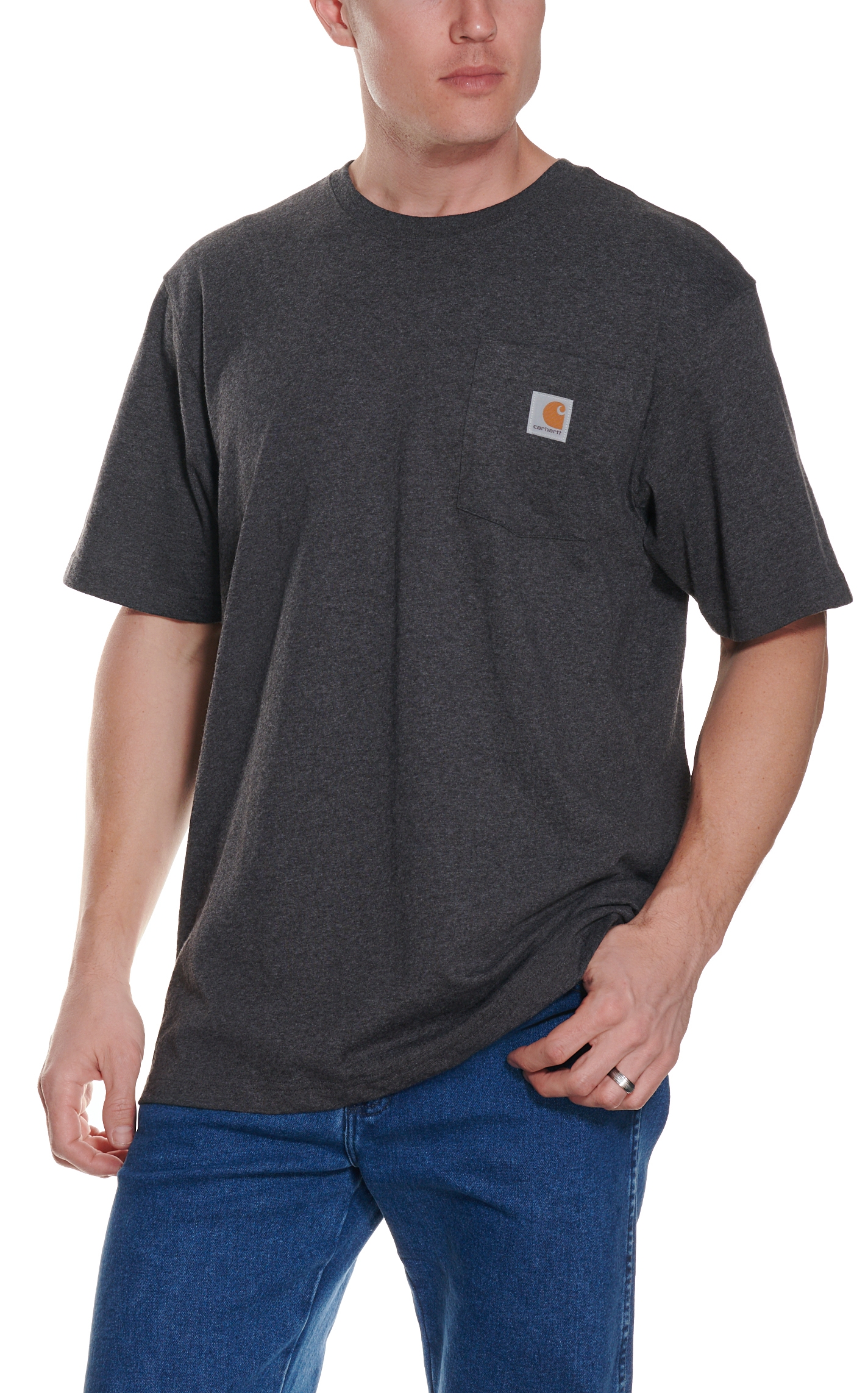 Carhartt Men's Carbon Heather Heavy Cotton Loose Fit Short Sleeve Work T-Shirt - Image 1