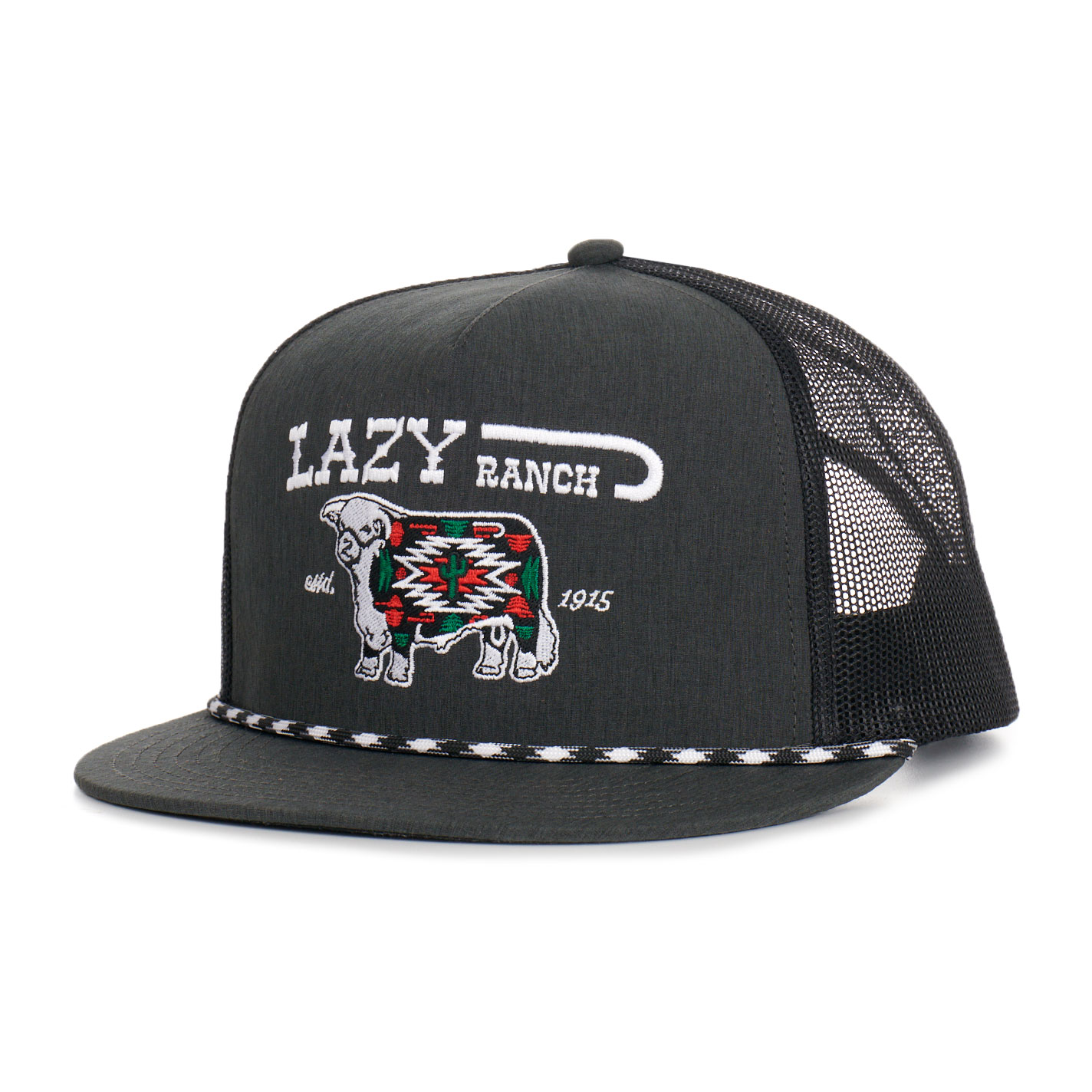 Lazy J Ranch Wear Alpine Heather Black Patch Flat Bill Cap - Image 1
