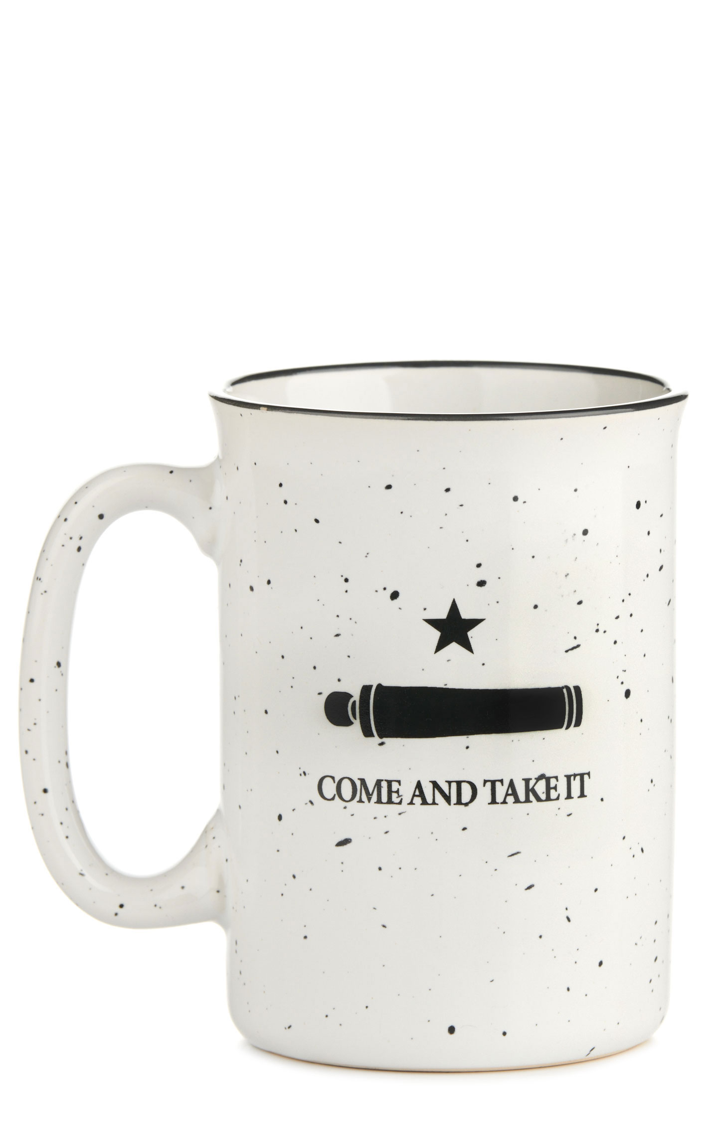 Texas Products White Speckled Come and Take It Mug - Image 1
