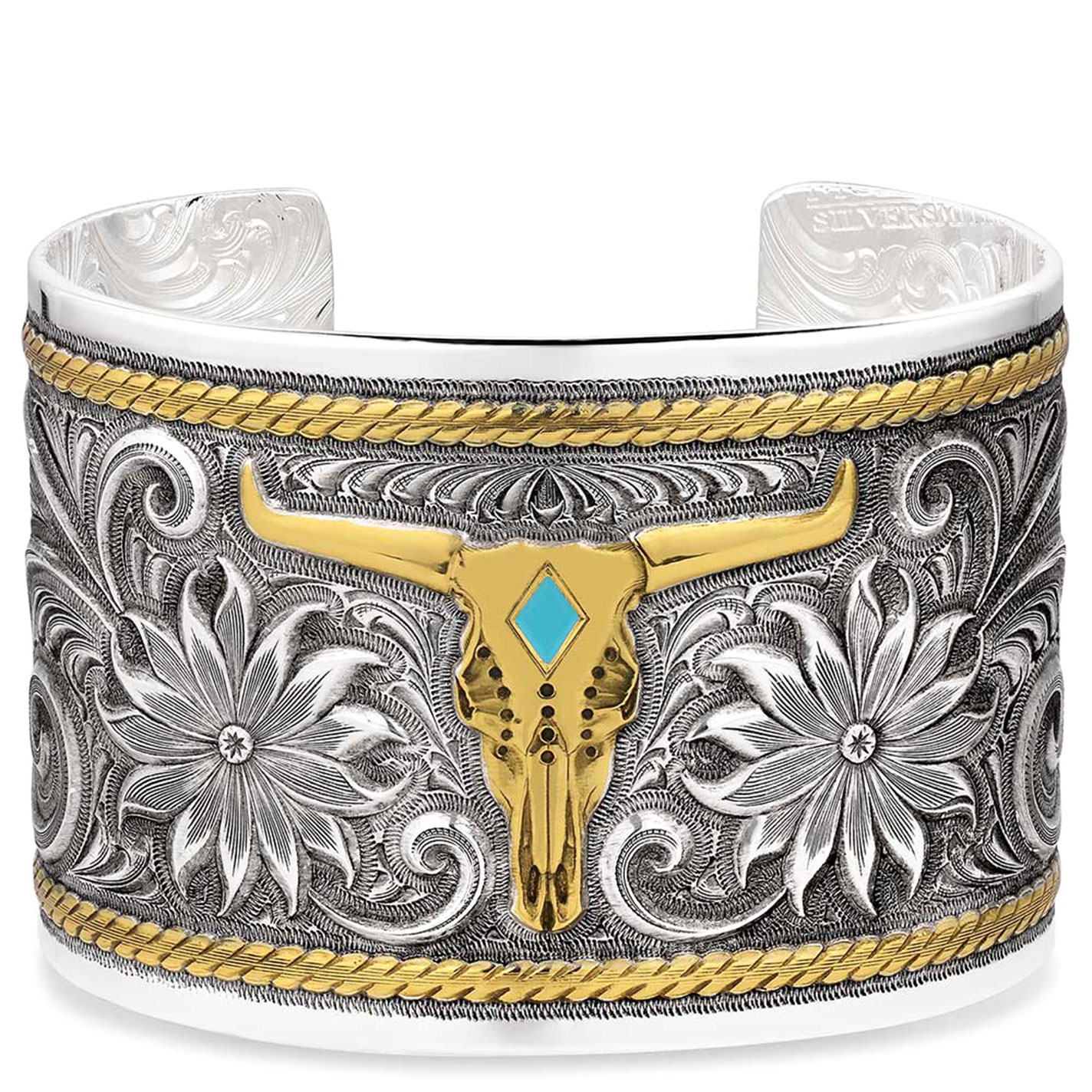 Montana Silversmiths Silver & Gold Longhorn Cuff Bracelet - Image 1
