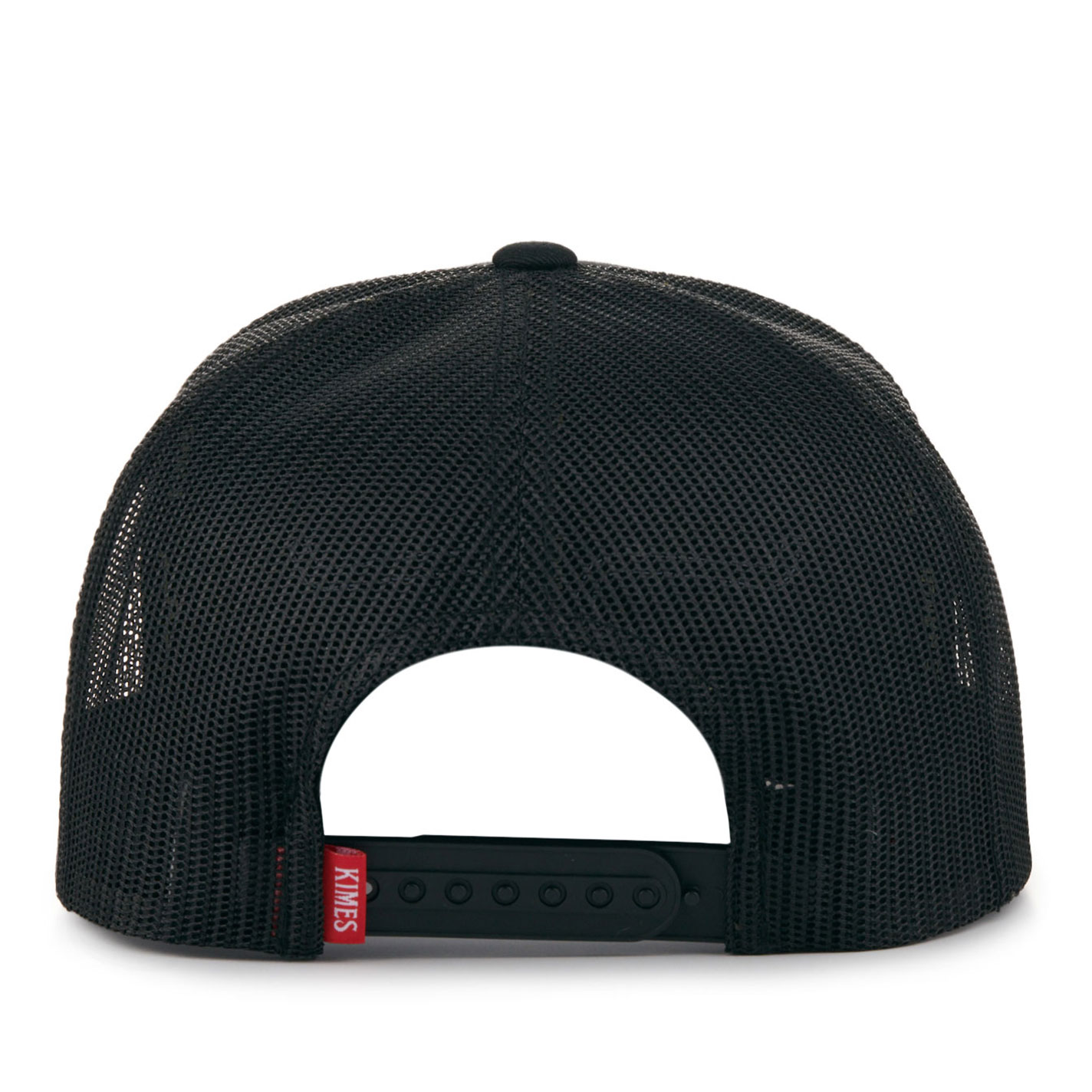 Kimes Ranch Black Leather Logo on Black ATG Trucker Cap - Image 1