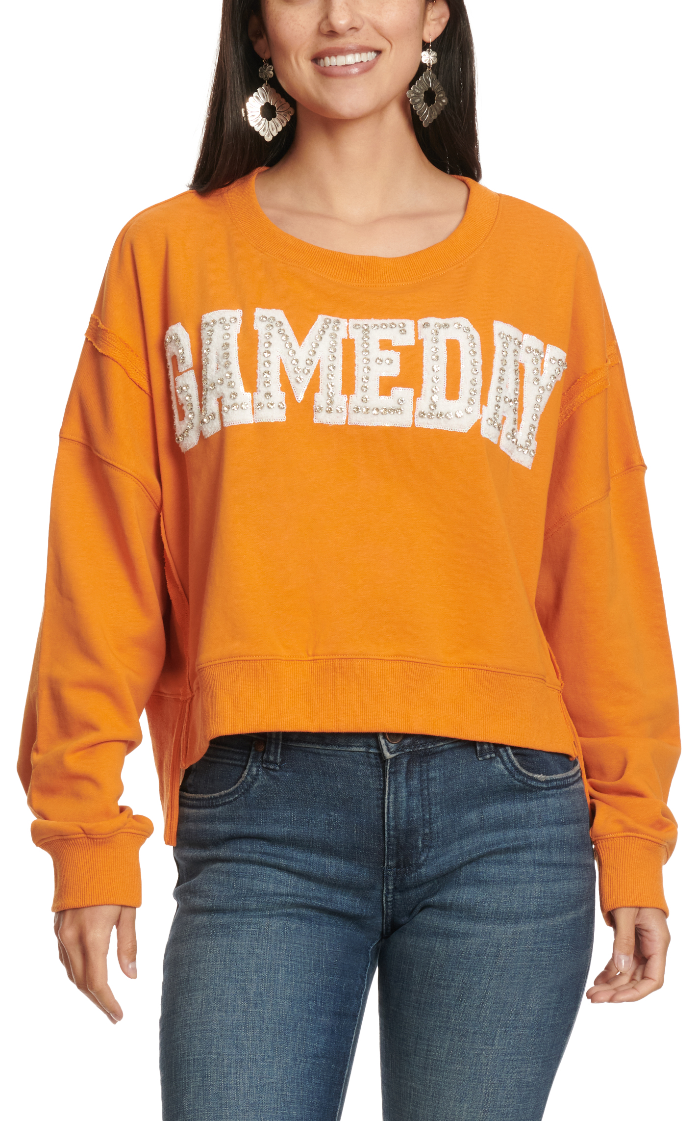 Peach Love Women's Burnt Orange GameDay Sparkling Pullover - Image 1
