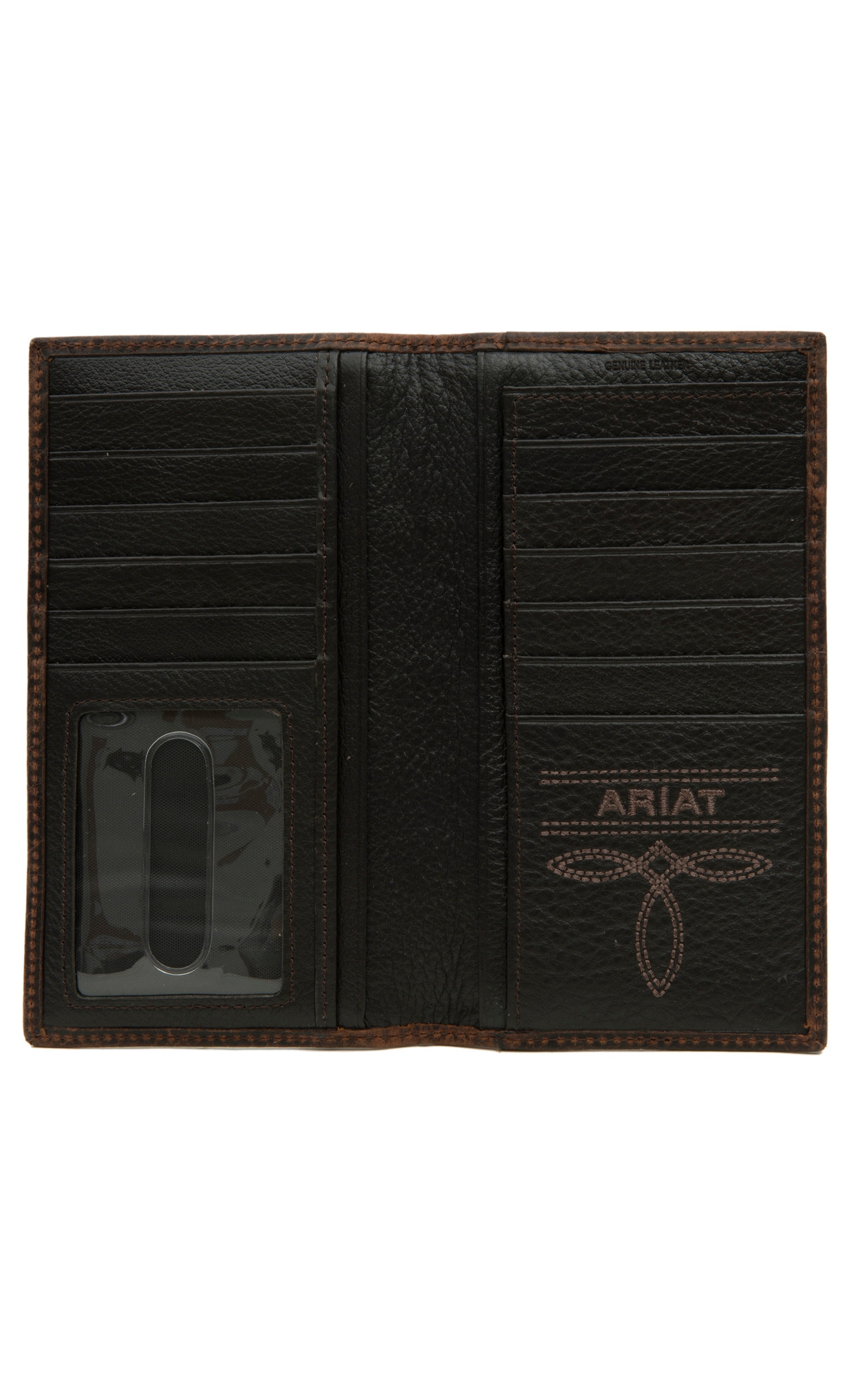 Ariat Performance Work Dark Rowdy Brown Leather Checkbook / Rodeo Wallet - Image 1