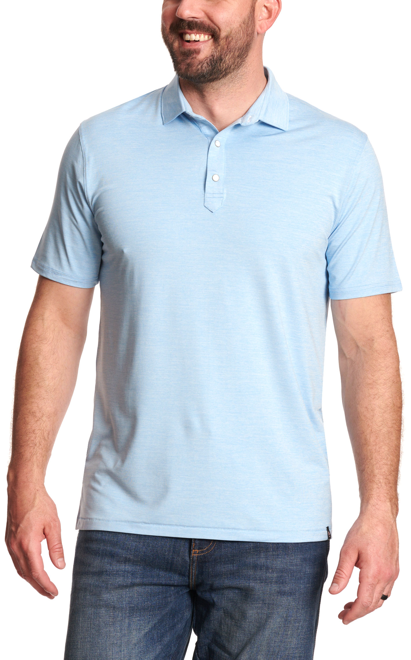 Rafter C Men’s Light Blue Solid Polo Shirt - Image 1
