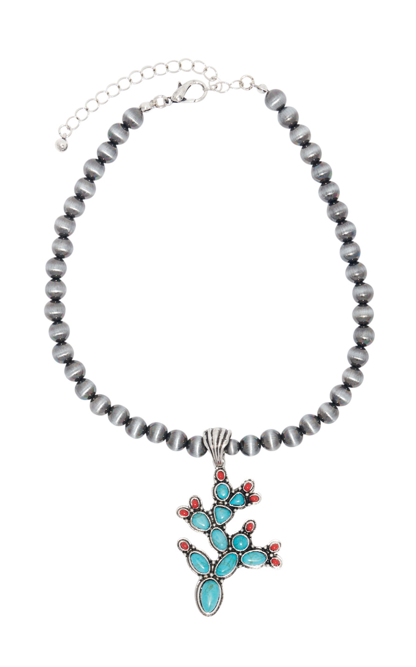 806 by Pink Panache Turquoise Prickly Pear Cactus Necklace - Image 2