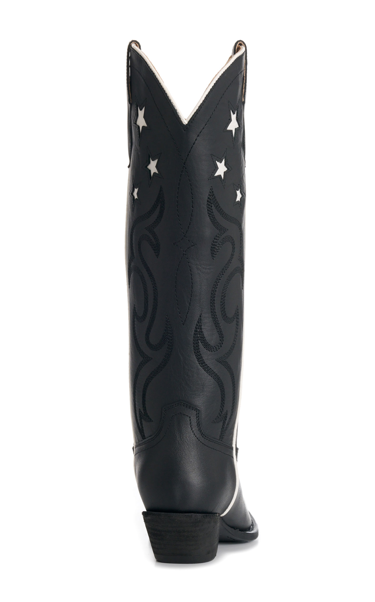 Rockin' C Women's Black & White Star Inlay Snip Toe Cowboy Boots - Image 1