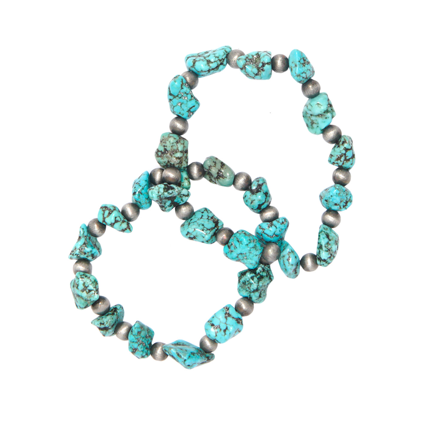 Rockin' C 2 Strand Turquoise Rock & Navajo Pearl Bracelets - Image 1