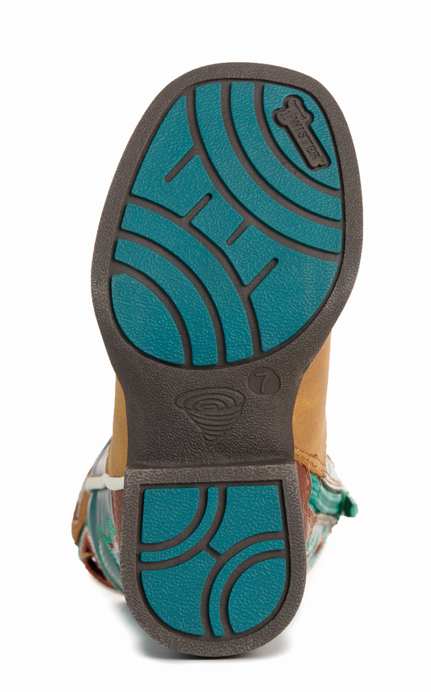Twister Toddler Jensen Tan & Turquoise Square Toe Boots - Image 1