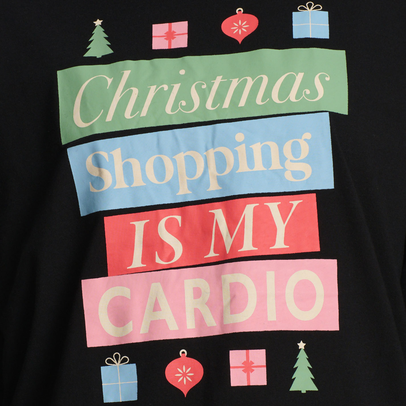 Jadelynn Brooke Women's Black Christmas Shopping Cardio Pullover - Image 1