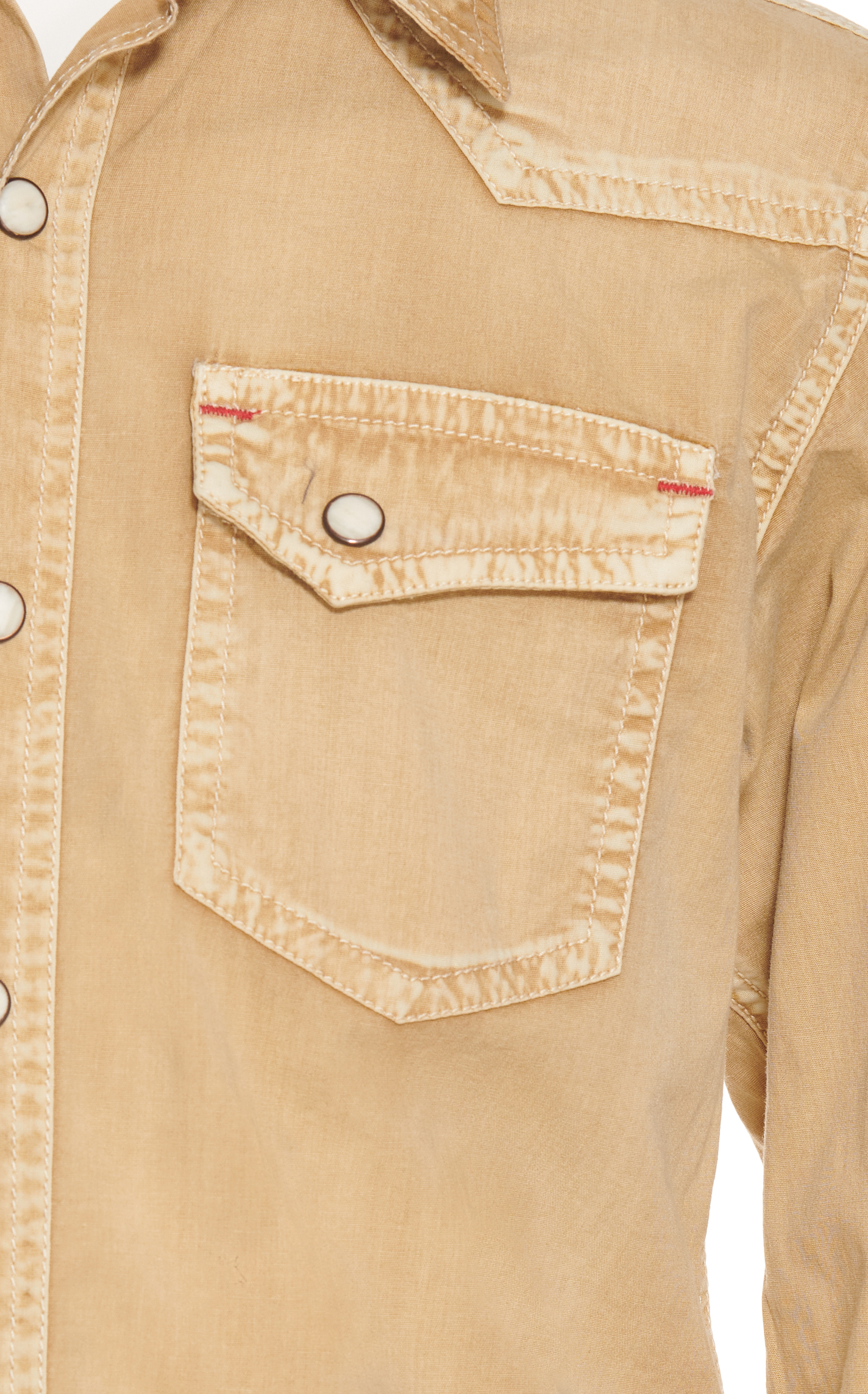 Rafter C Boys' ProFlex45 Washed Khaki Long Sleeve Stretch Western Shirt - Image 1