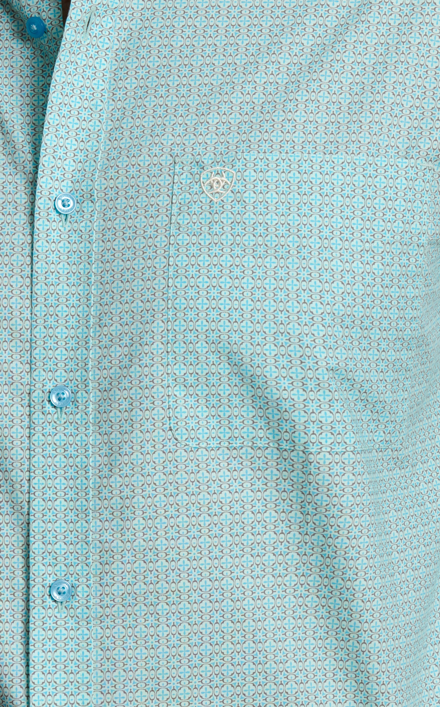 Ariat Men's Kenny Turquoise & Chocolate Geo Print Western Shirt - Image 1