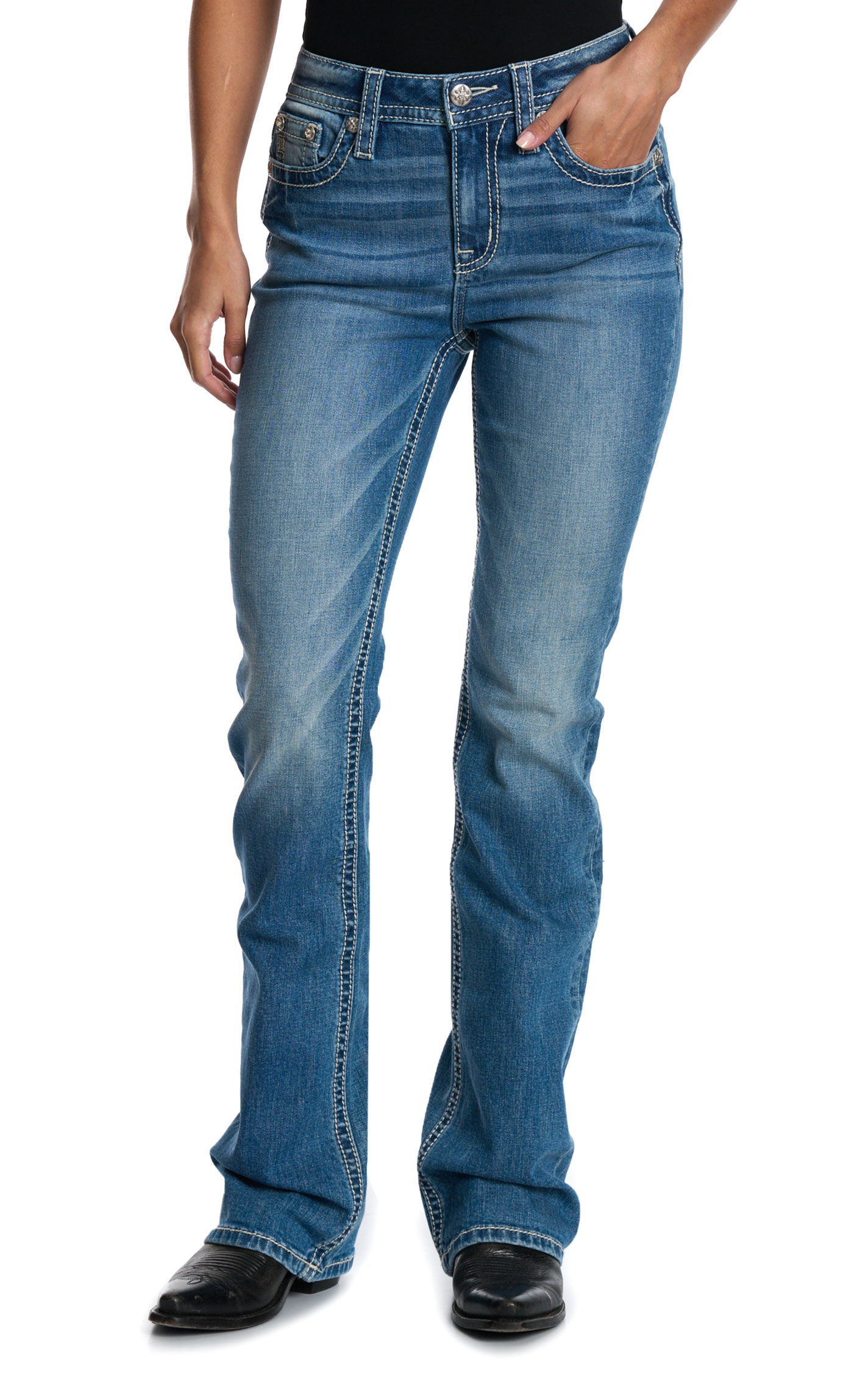 Miss Me Women's Light Wash Basic Boot Cut 34\