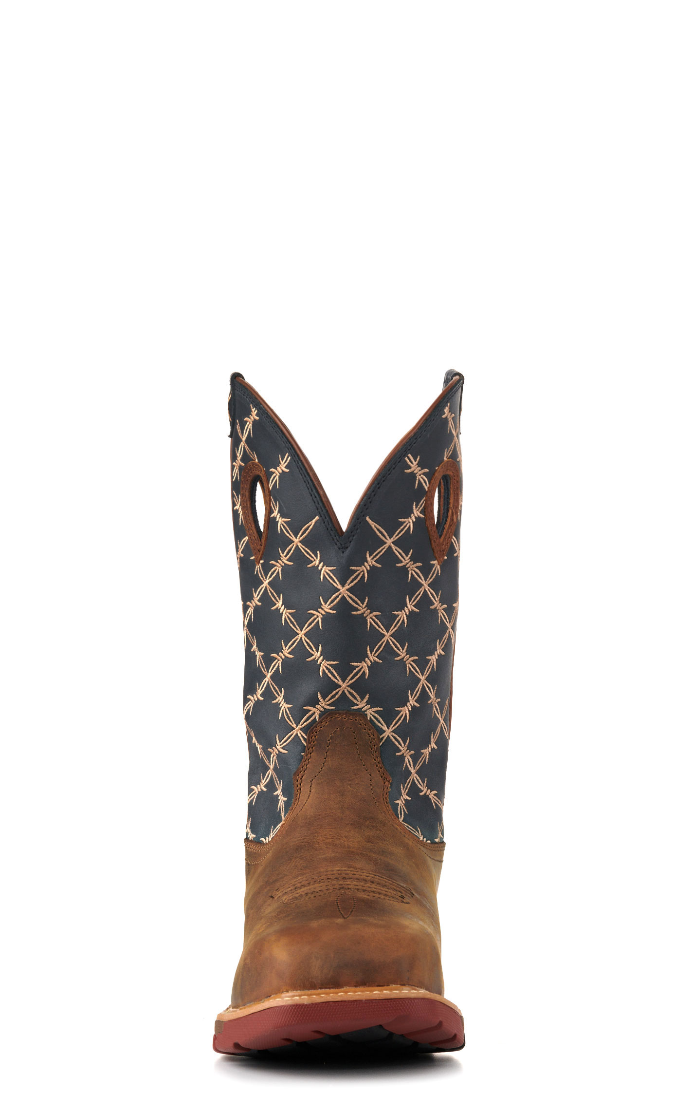 Twisted X Men's Hazel Brown and Navy Barbed Wire CellStretch MetGuard Square Nano Composite Toe Work Boots - Image 1