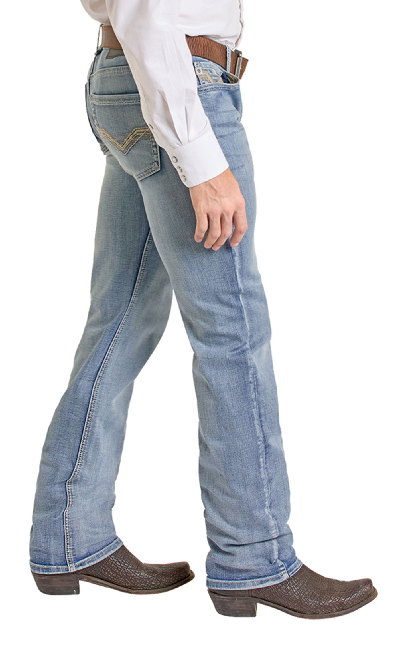 Rock & Roll Denim Men's Light Wash Pistol Stackable Boot Cut Jeans - Image 1