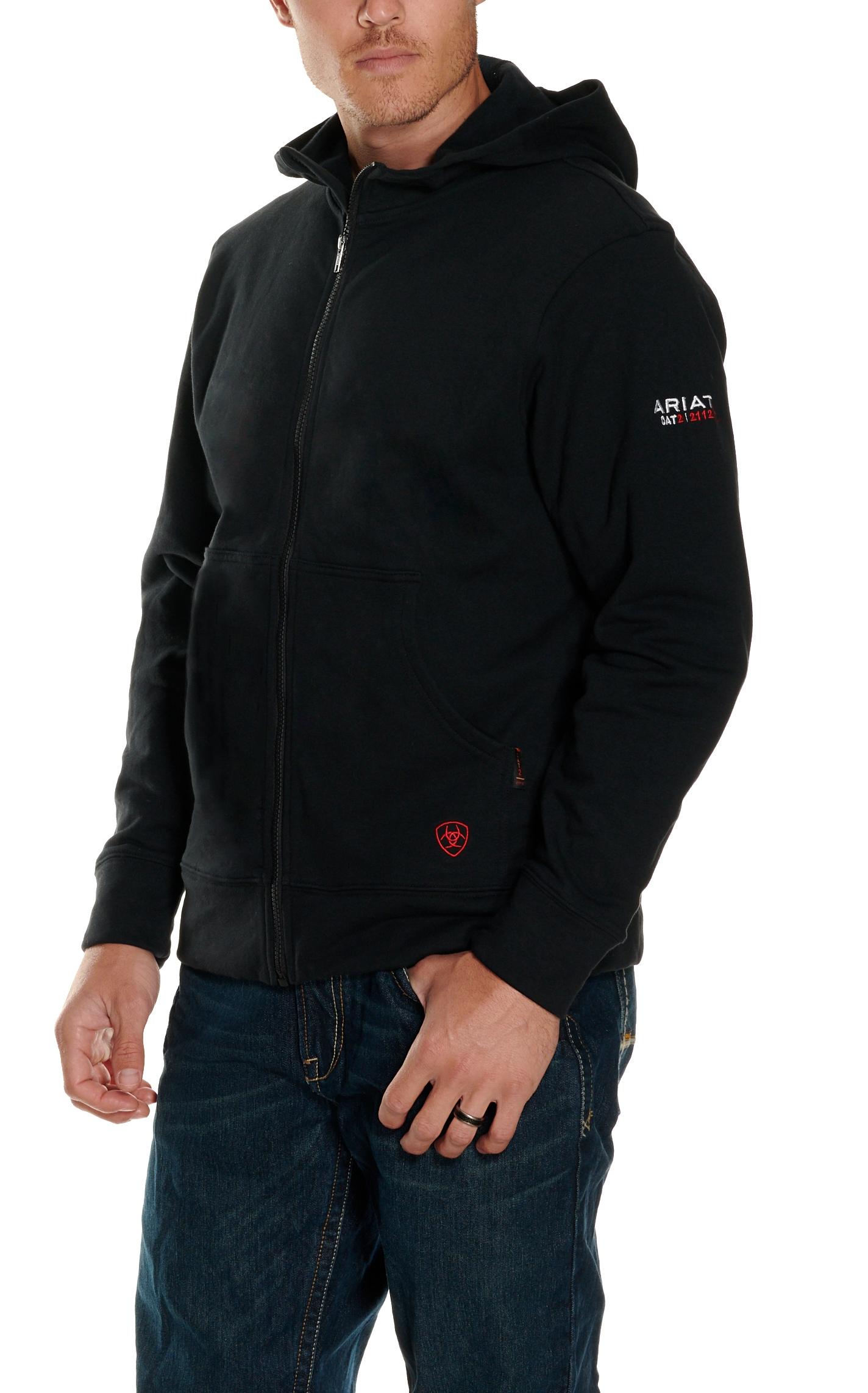 Ariat Men's HRC2 Black Long Sleeve FR Work Hoodie - Big & Tall - Image 1
