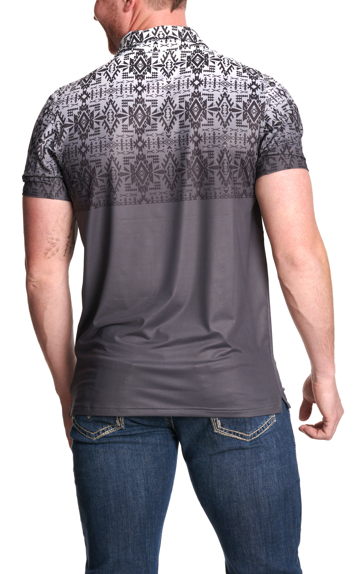 Hooey Men's Gray Ombre Aztec Print Polo Shirt - Image 1