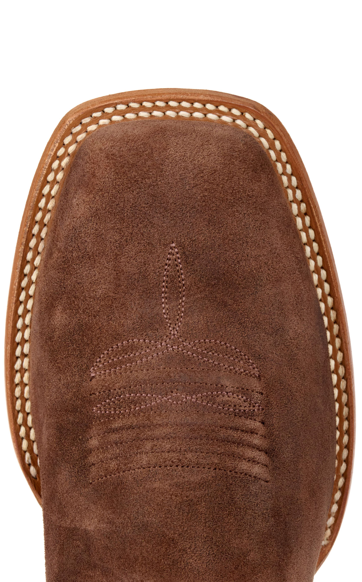 Cavender's Men's Brown Roughout and Black Wide Square Toe Cowboy Boots - Image 1