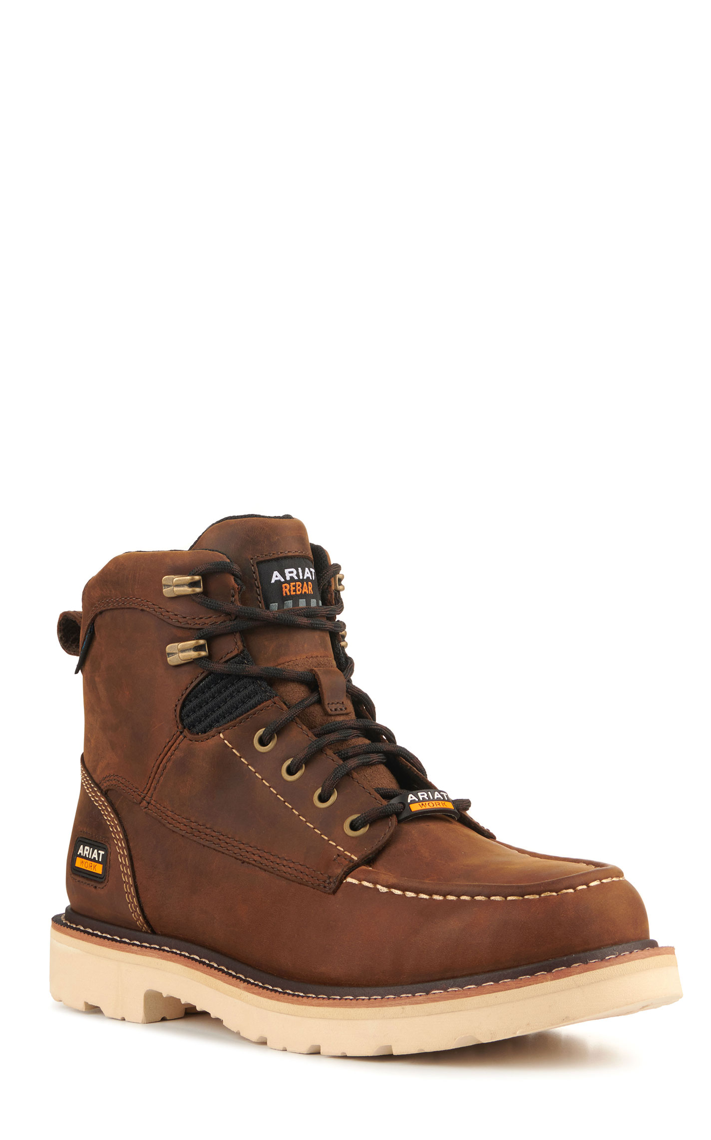 Ariat Men's Rebar Lift Distressed Brown H20 SmartLite Round Toe Lace Up Work Boots - Image 1