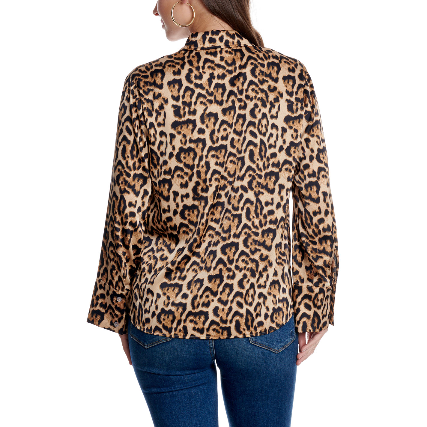 HYFVE Brown Leopard Long Sleeve Button-Up Top - Image 1