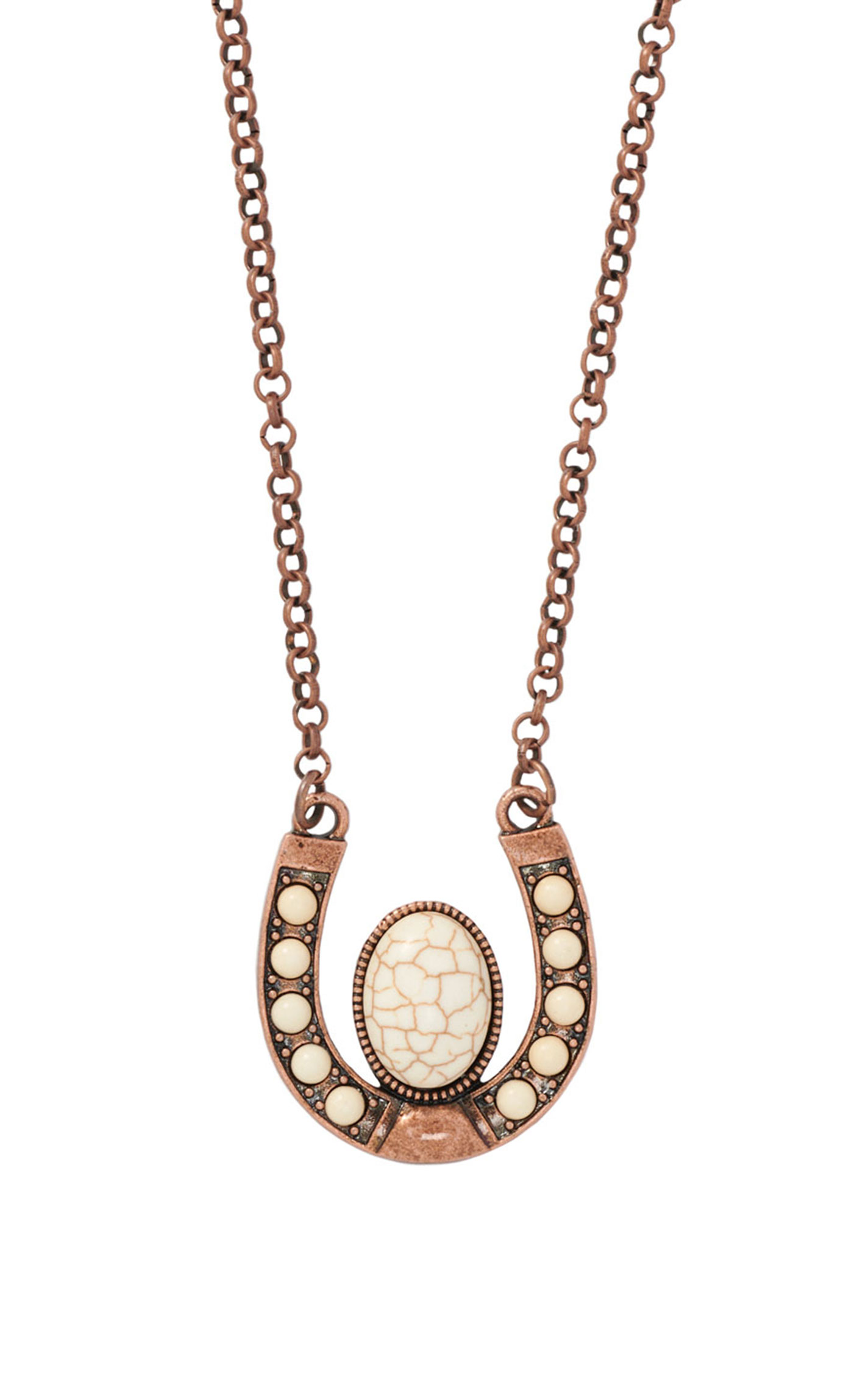 Southern Grace Copper & Cream Horseshoe Necklace - Image 2