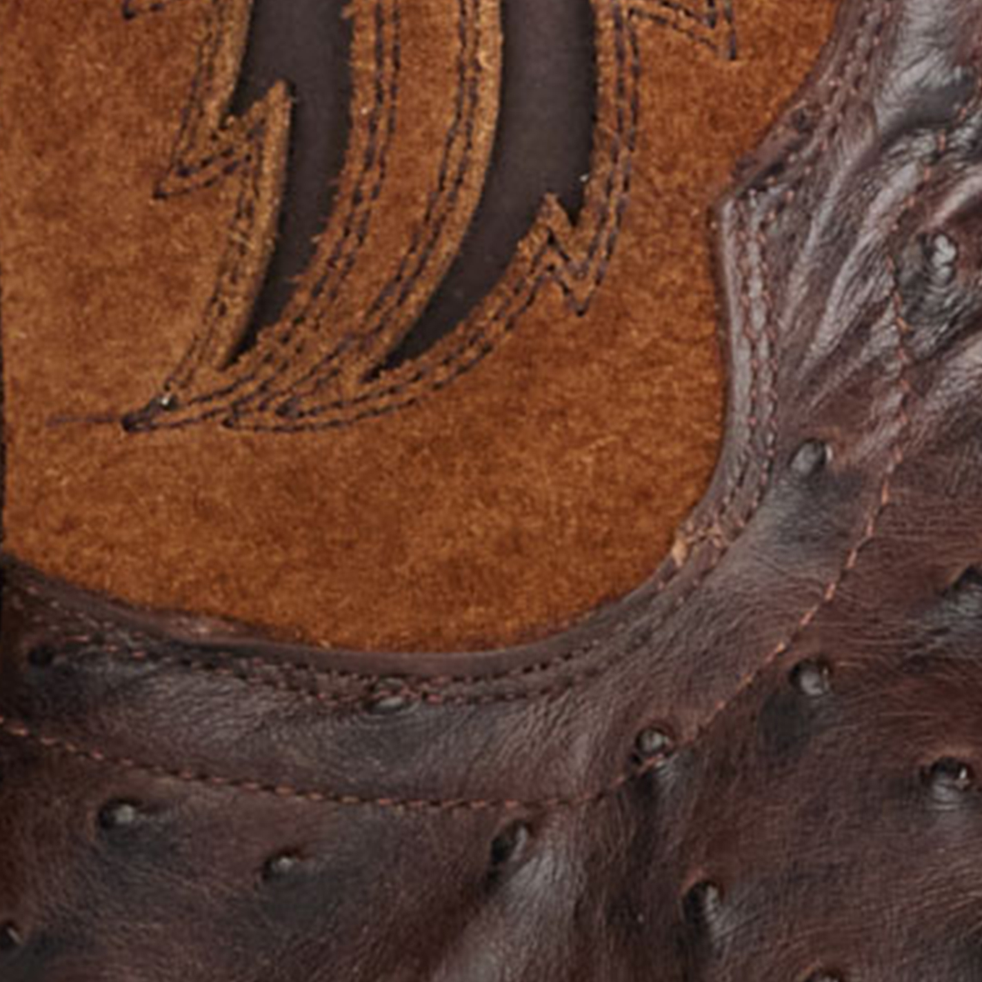 Ariat Men's Drifter Espresso Brown Full Quill Ostrich and Tan TekStep Wide Square Toe Exotic Cowboy Boots - Image 1