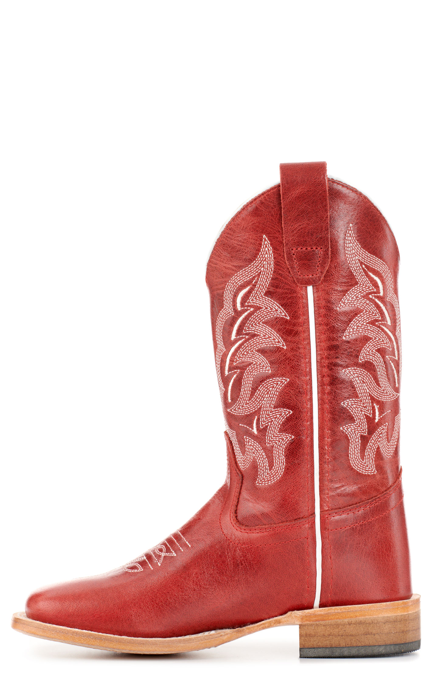 Old West Kids' Dark Red Wide Square Toe Cowboy Boots - Image 1