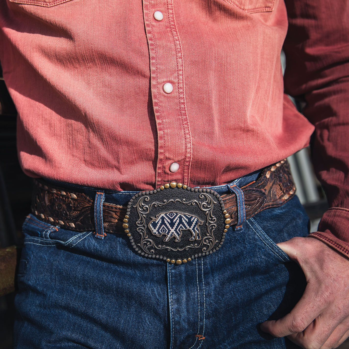 Montana Silversmith Attitude Midnight Buffalo Belt Buckle - Image 1