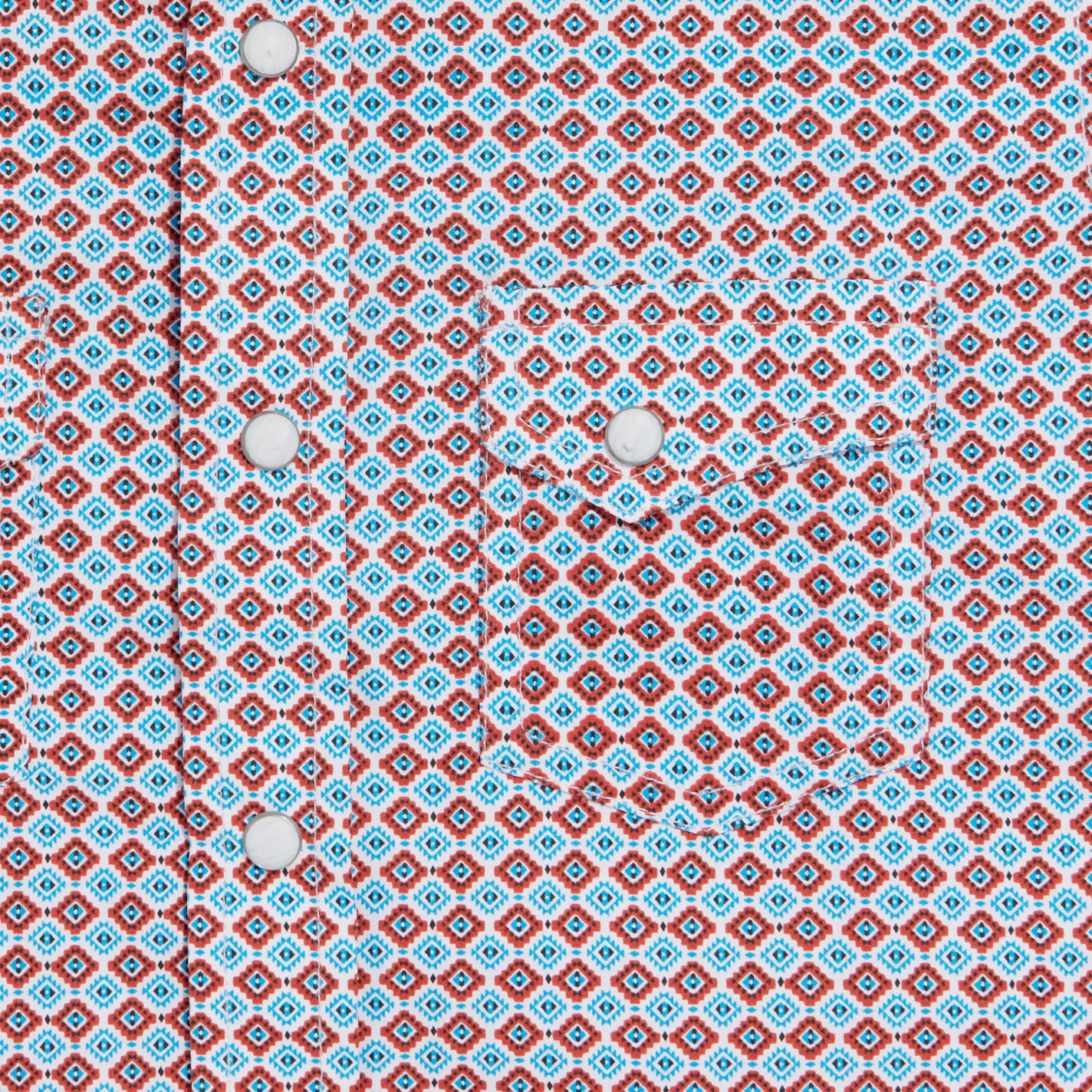 Rafter C Boy's Turquoise & Rust Geo Print Short Sleeve Western Shirt - Image 1