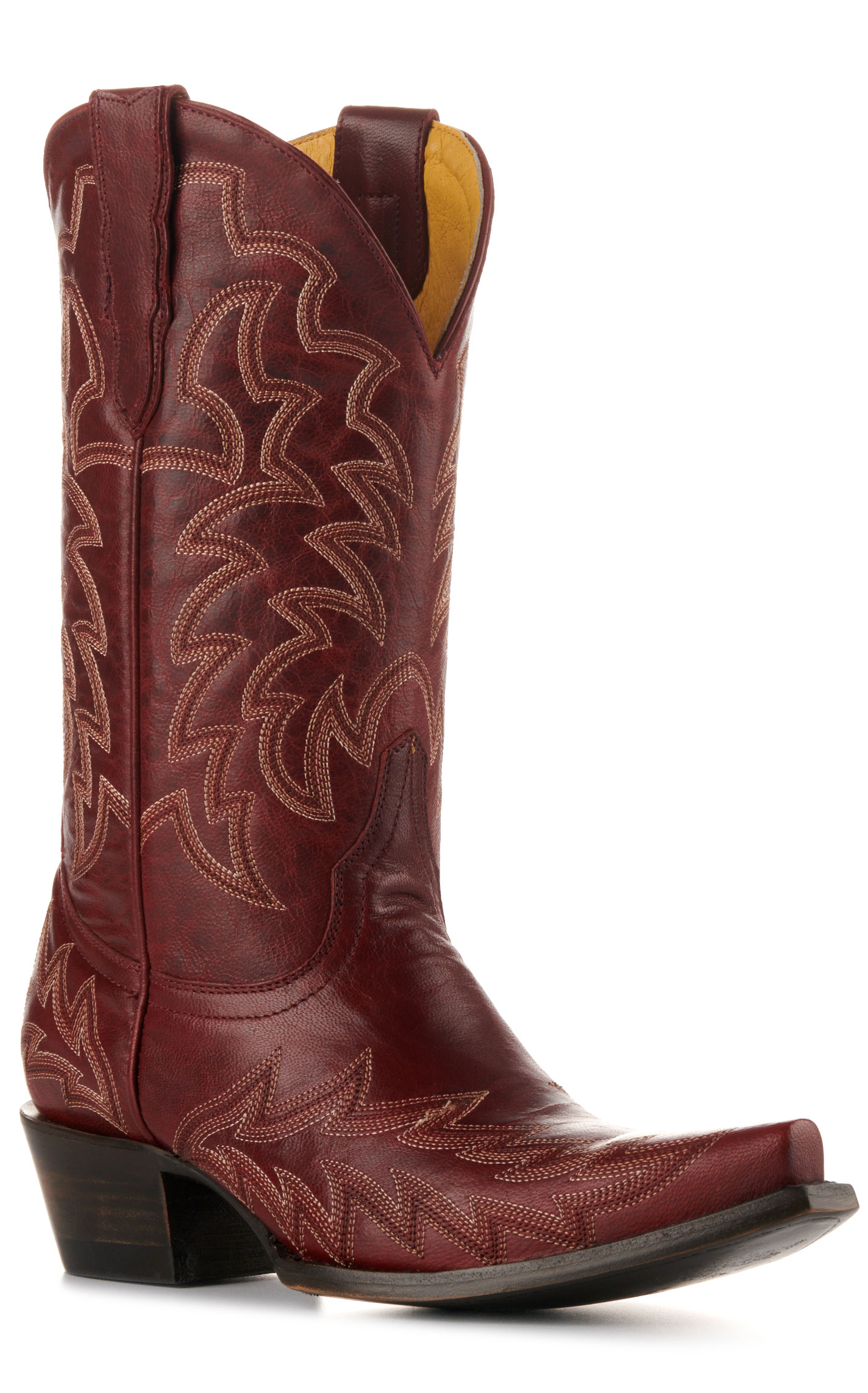 Cavender’s Women’s Leather Dark Red Snip Toe Cowboy Boots  - Image 1