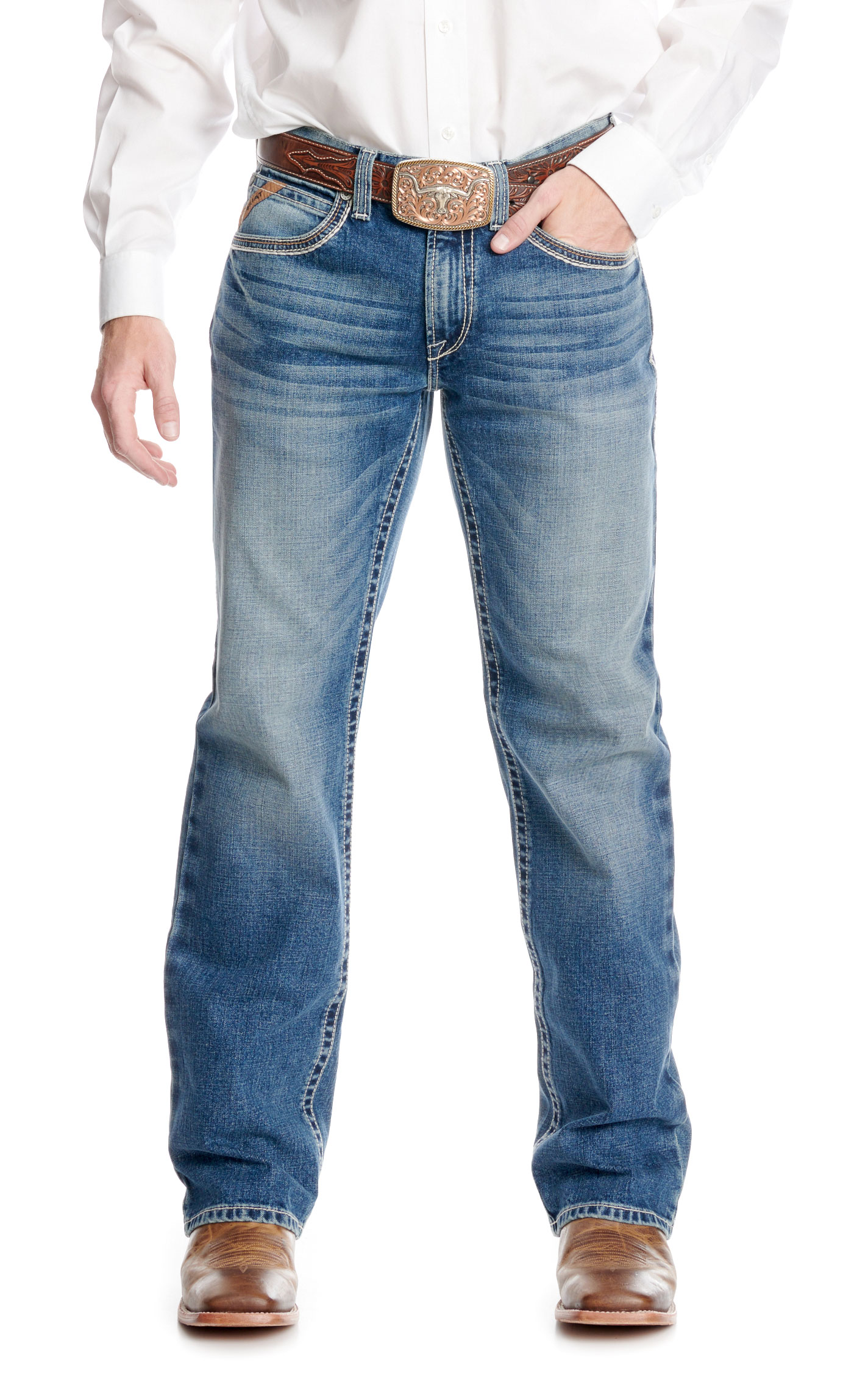 Ariat Men's M4 Wilbur Dakota Medium Wash Boot Cut Jeans - Image 1