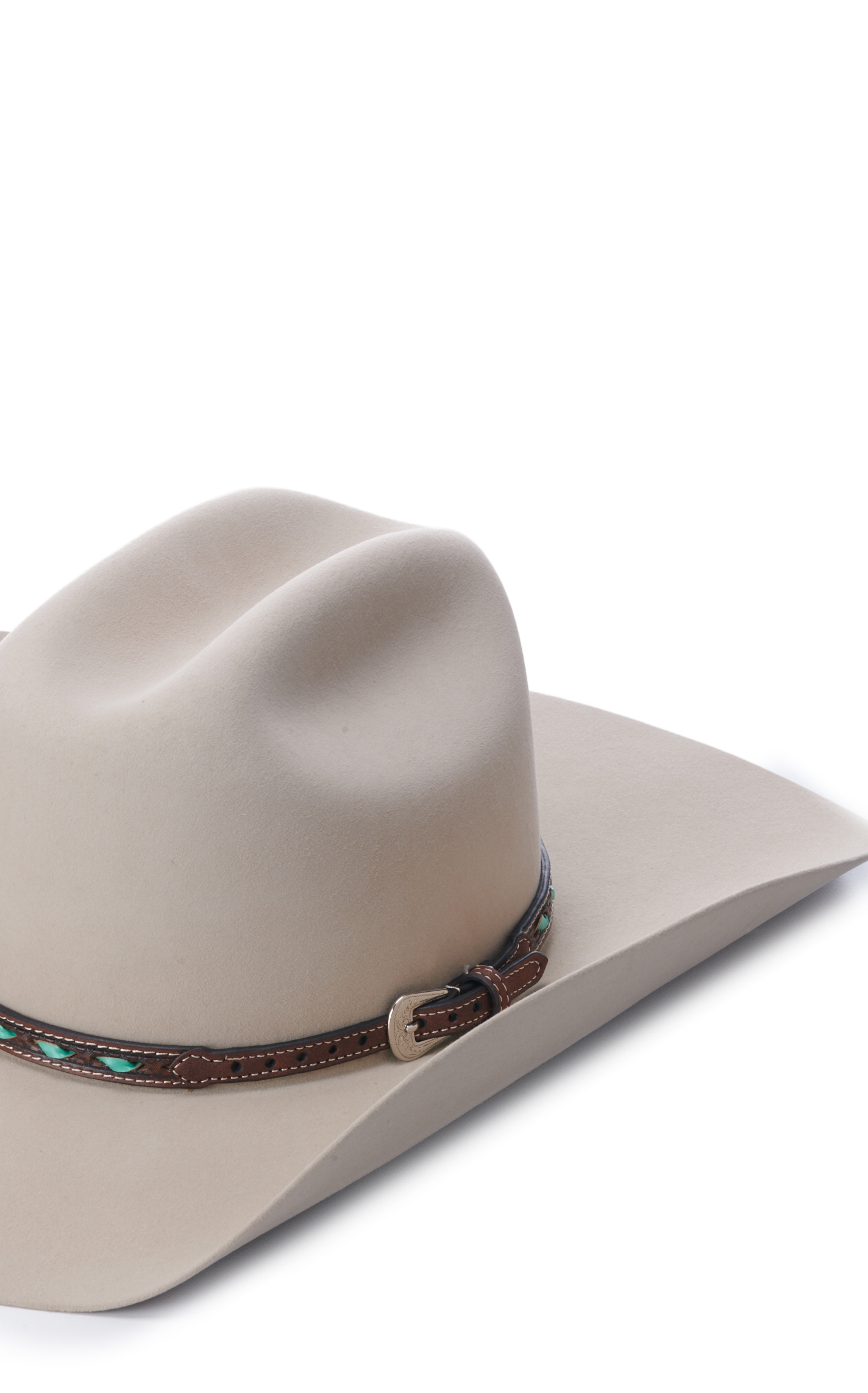 Twister Chocolate Brown with Turquoise Lacing Hatband - Image 1