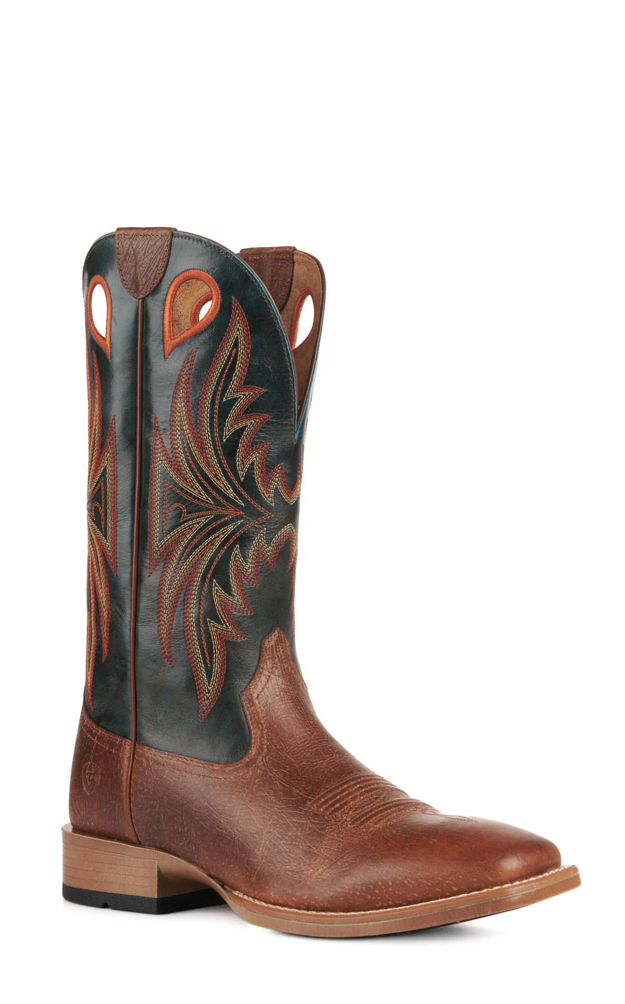 Ariat Men's Granger Ultra Brown and Dark Green Bantamweight Wide Square Toe Cowboy Boots - Image 1