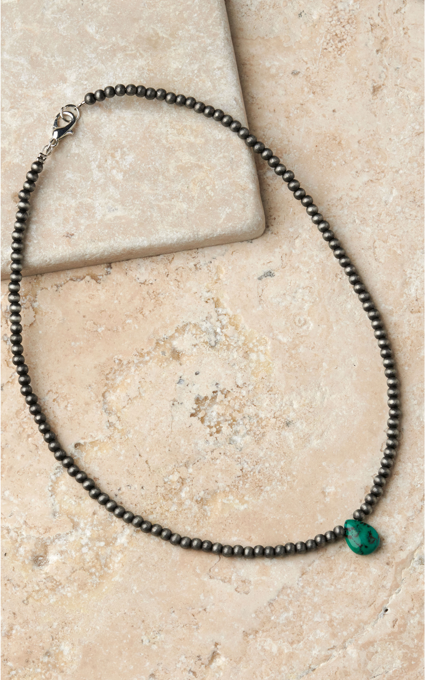 Rockin' C Women's Copper Navajo Pearls with Turquoise Teardrop Pendant Choker Necklace - Image 1