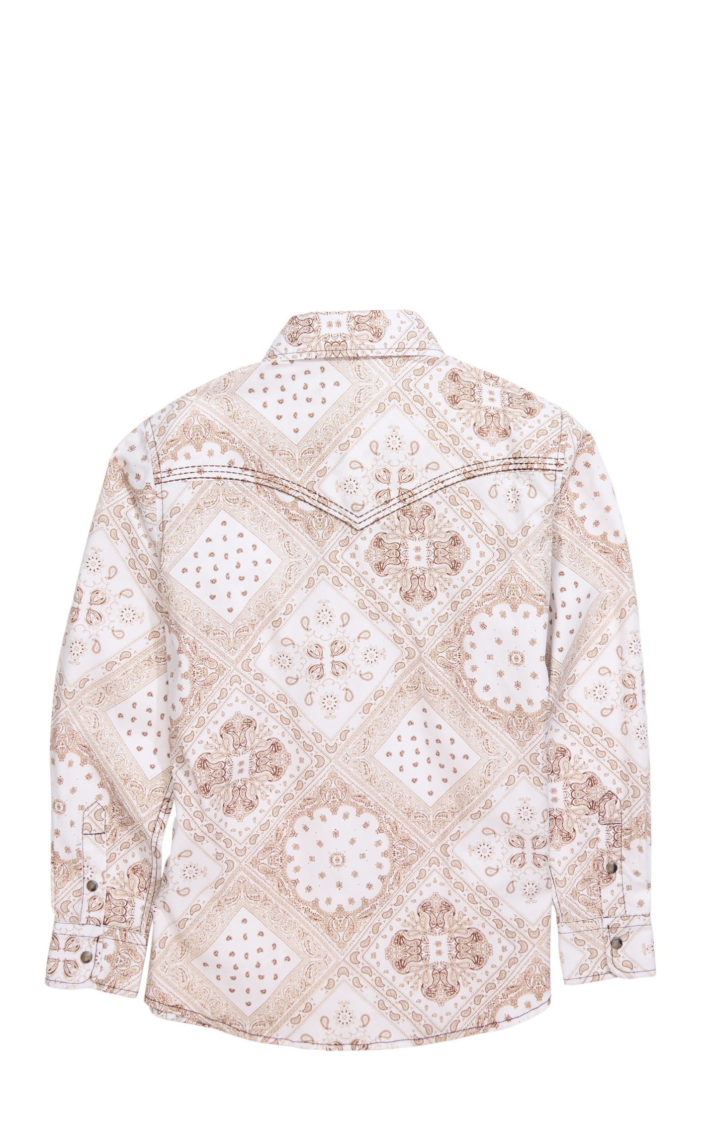 Cowboy Hardware Boy's Cream & Khaki Bandana Print Western Shirt - Image 1
