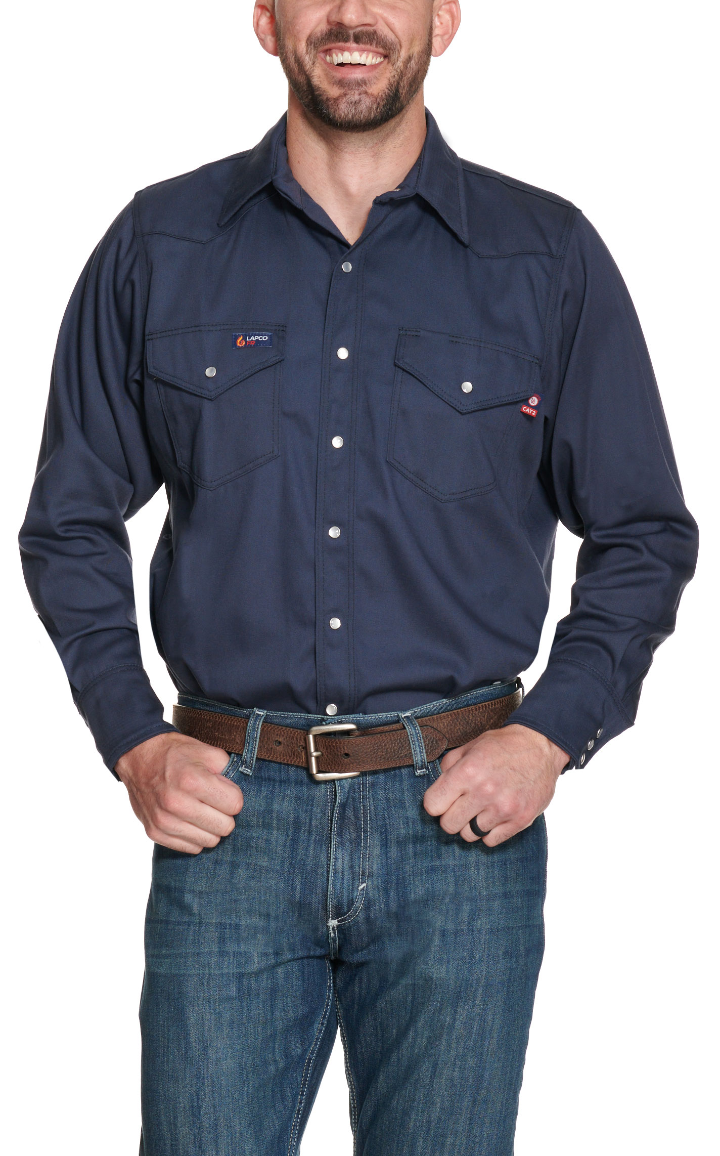 Lapco Navy Flame Resistant Workshirt  INV7WS - Image 1