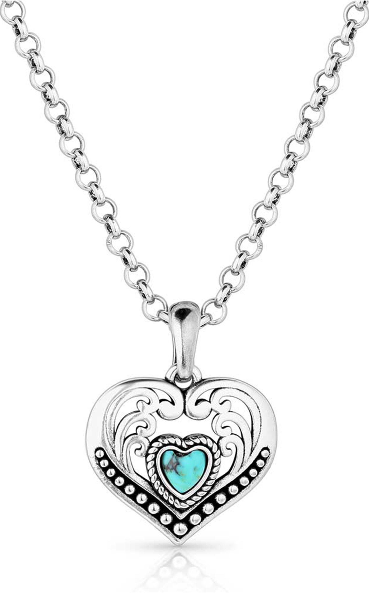Montana Silversmiths Silver & Turquoise Fierce Hearts Necklace - Image 2