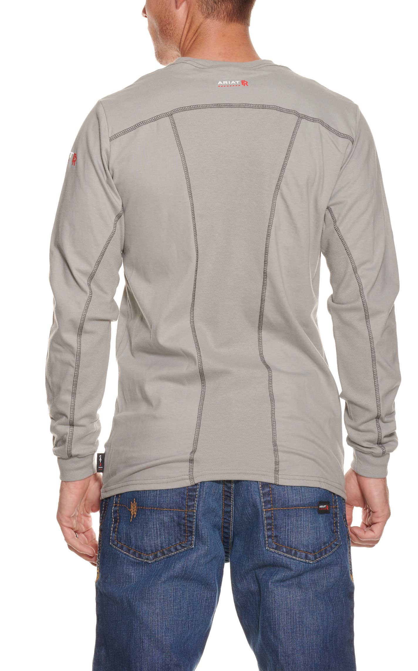 Ariat Men's AC Crew Silver Fox FR Long Sleeve Work T-Shirt - Image 1