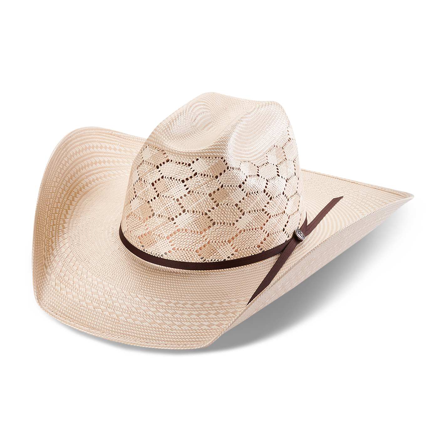 Rafter C Ivory and Tan Shantung Honeycomb Vented Cattleman Straw Cowboy Hat - Image 1