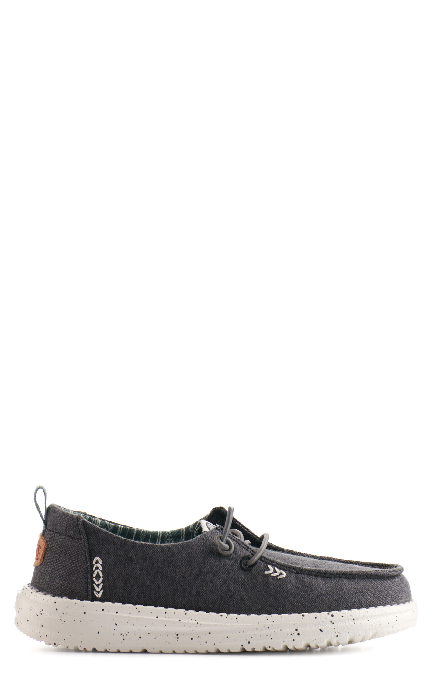 Hey Dude Girls' Wendy Chambray Black Moc Toe Lace Up Casual Shoes - Image 1