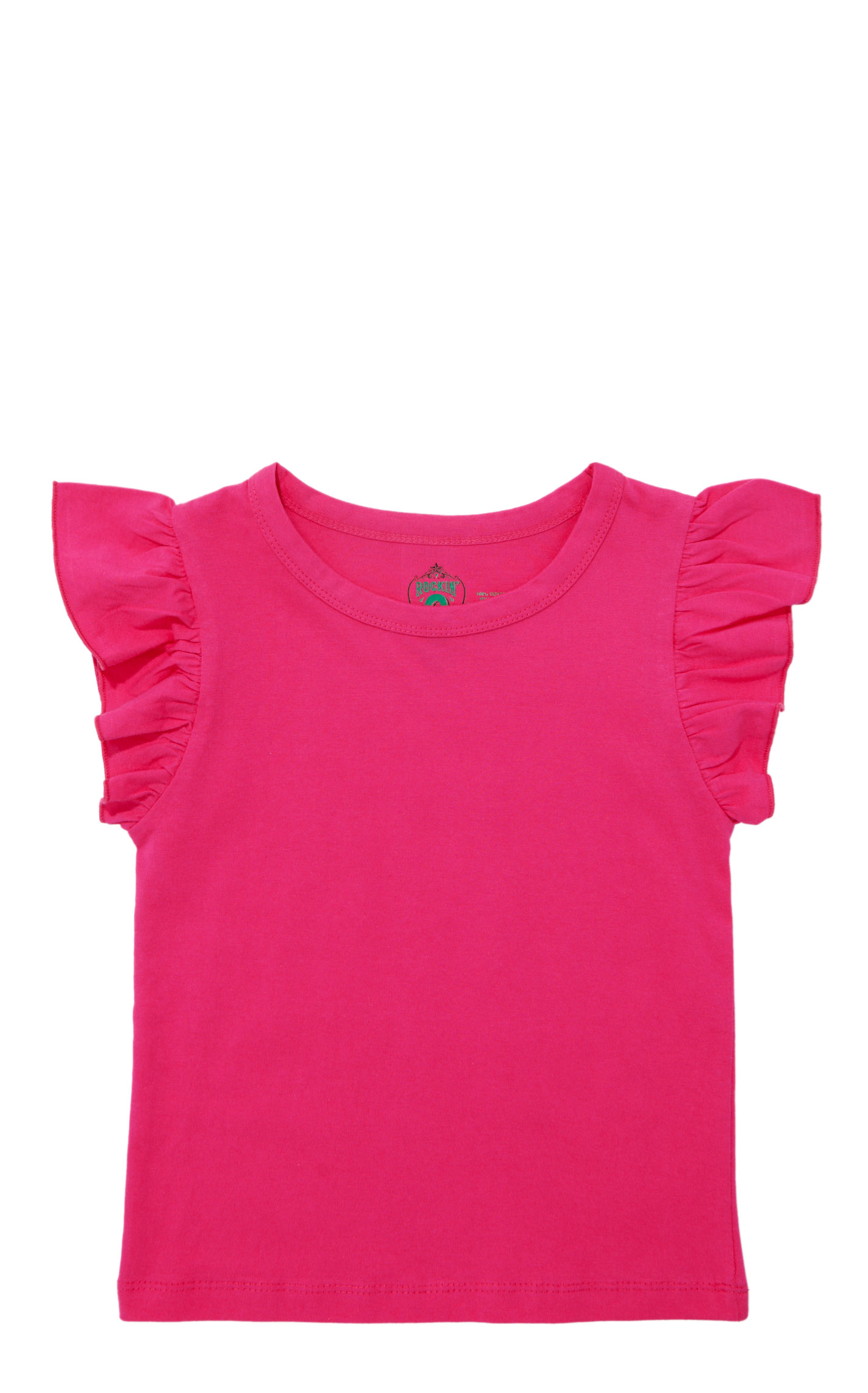 Rockin' C Girl's Pink Short Ruffle Sleeve Knit Top - Image 1