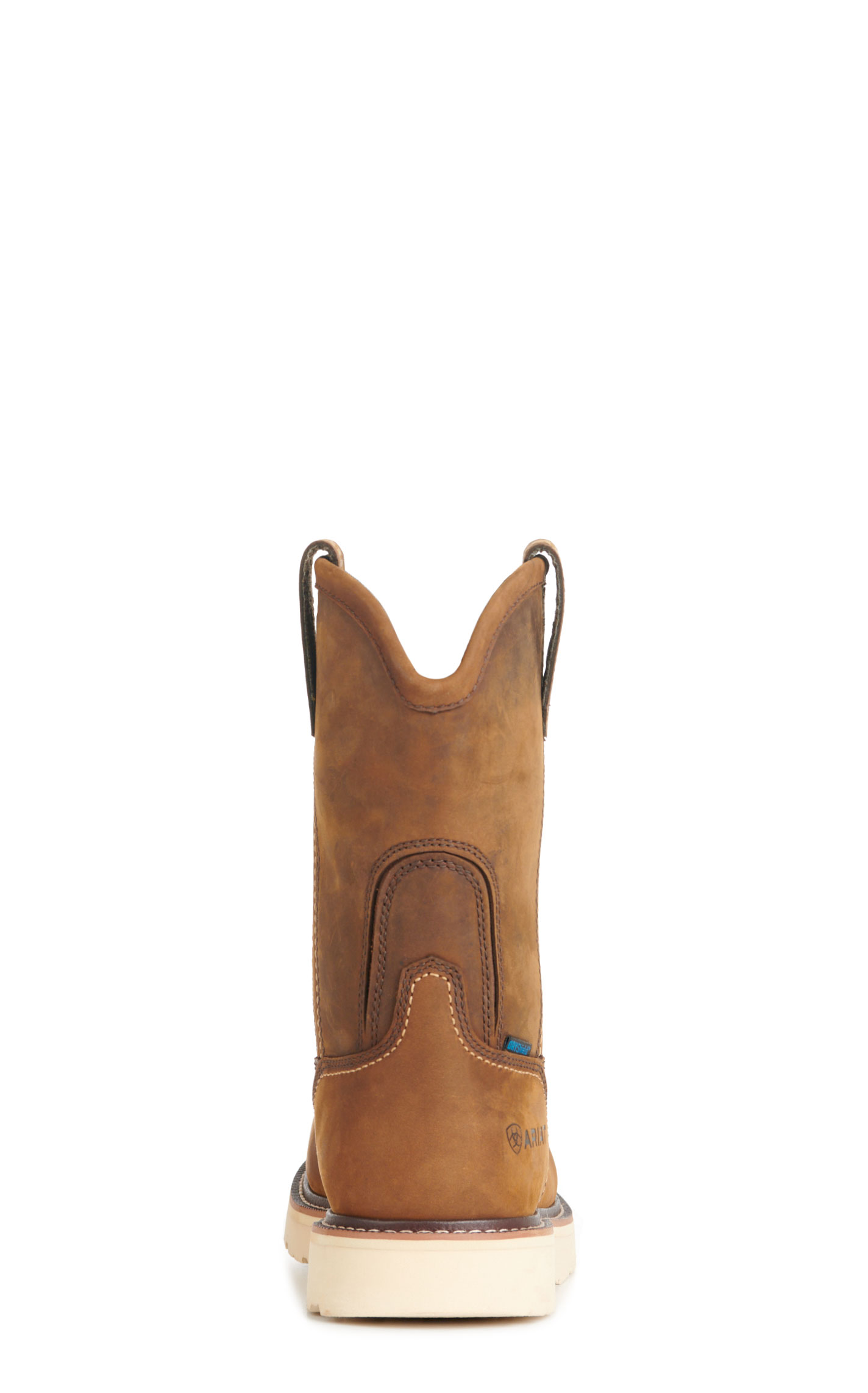 Ariat Men's Rebar Wedge Distressed Brown Waterproof Round Composite Toe Pull-On Work Boots - Image 1
