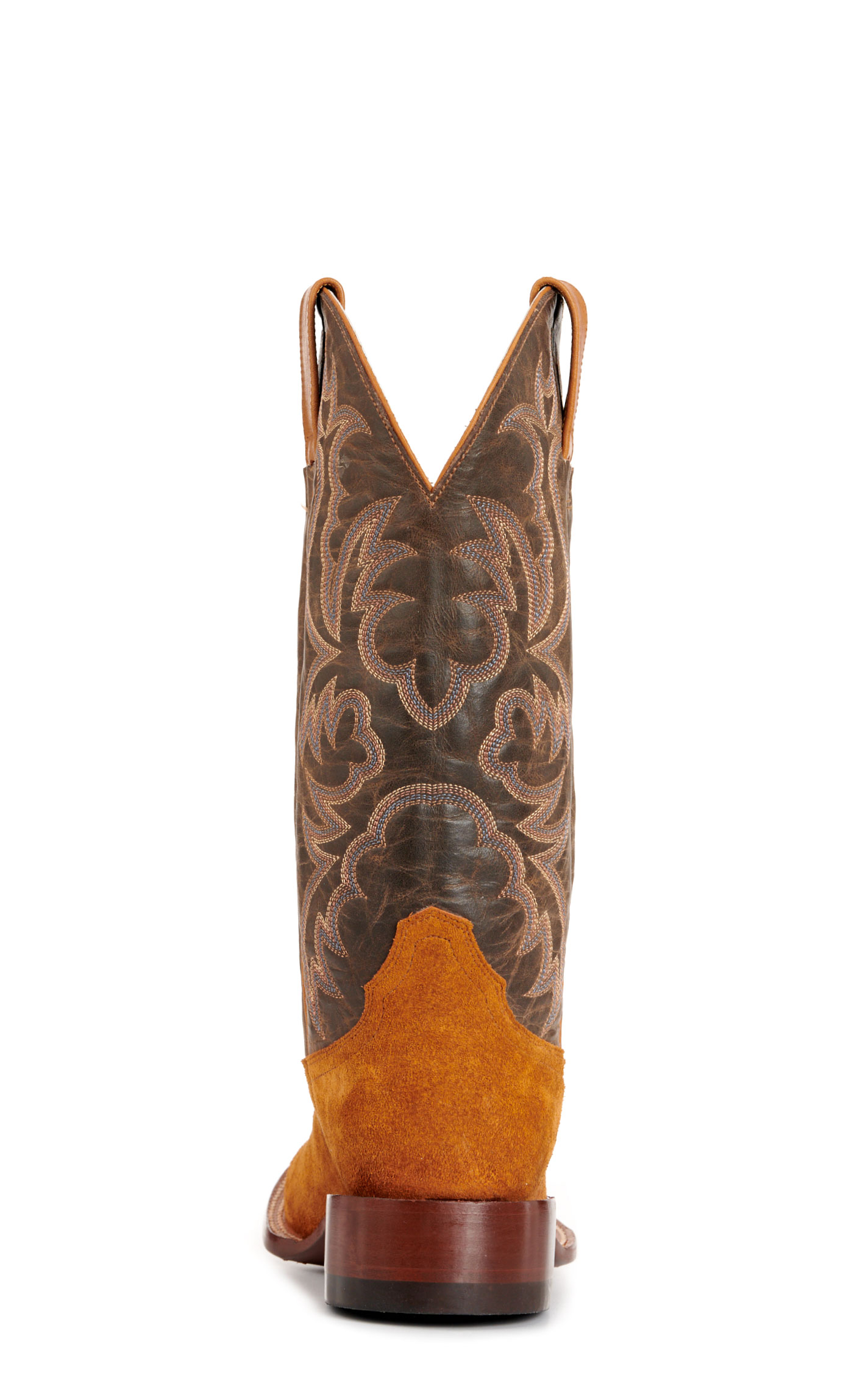 Cavender’s Women’s Leather Honey Roughout and Brown Wide Square Toe Cowboy Boots  - Image 1