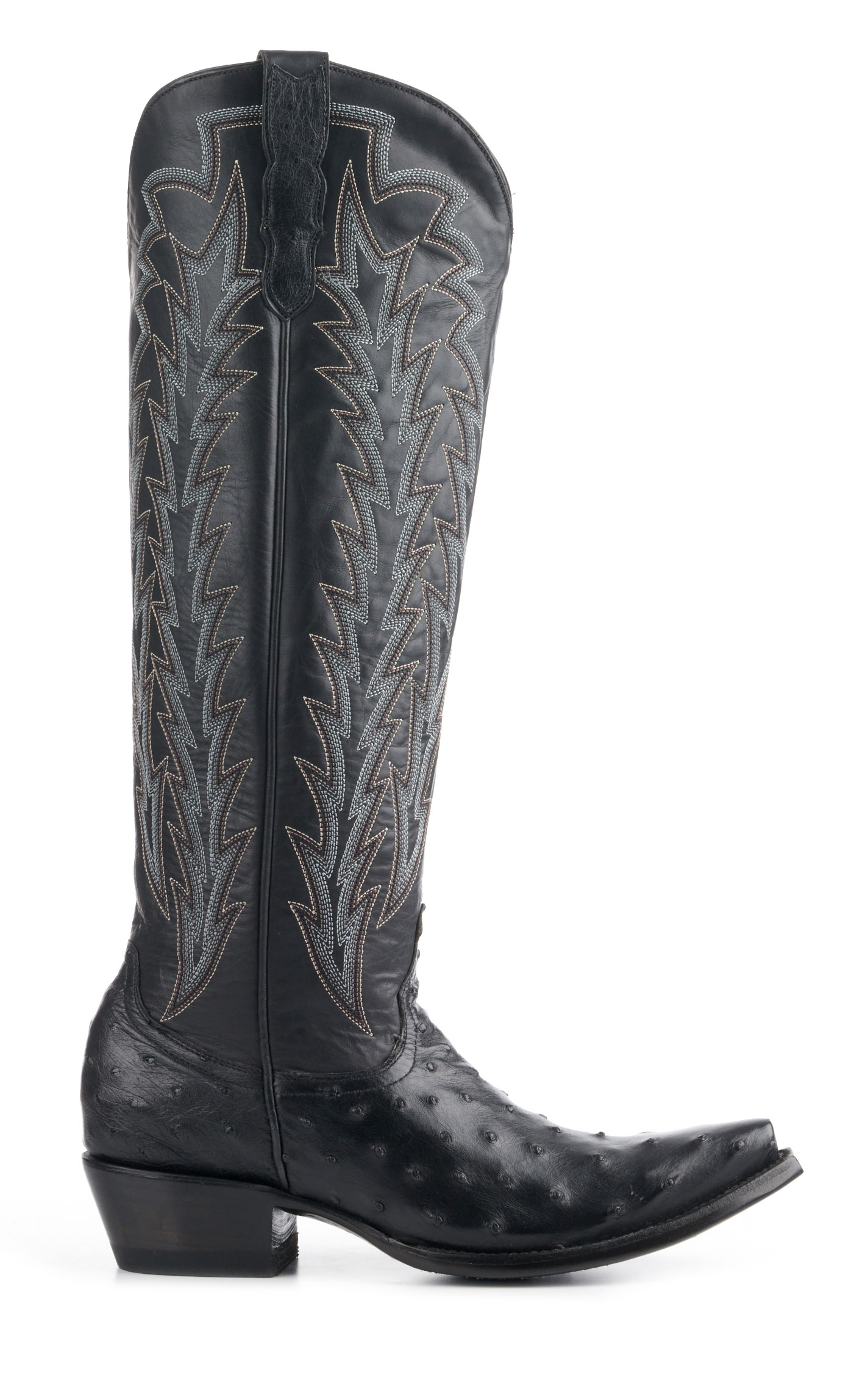 JRC & Sons Women’s Jacqueline Black Full Quill Ostrich Snip Toe Tall Cowboy Boots - Image 1