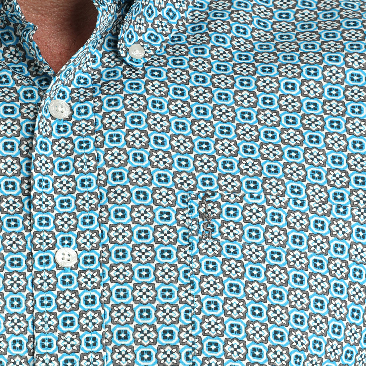 Cinch Men's Blue White & Black Geo Print Western Shirt - Image 1