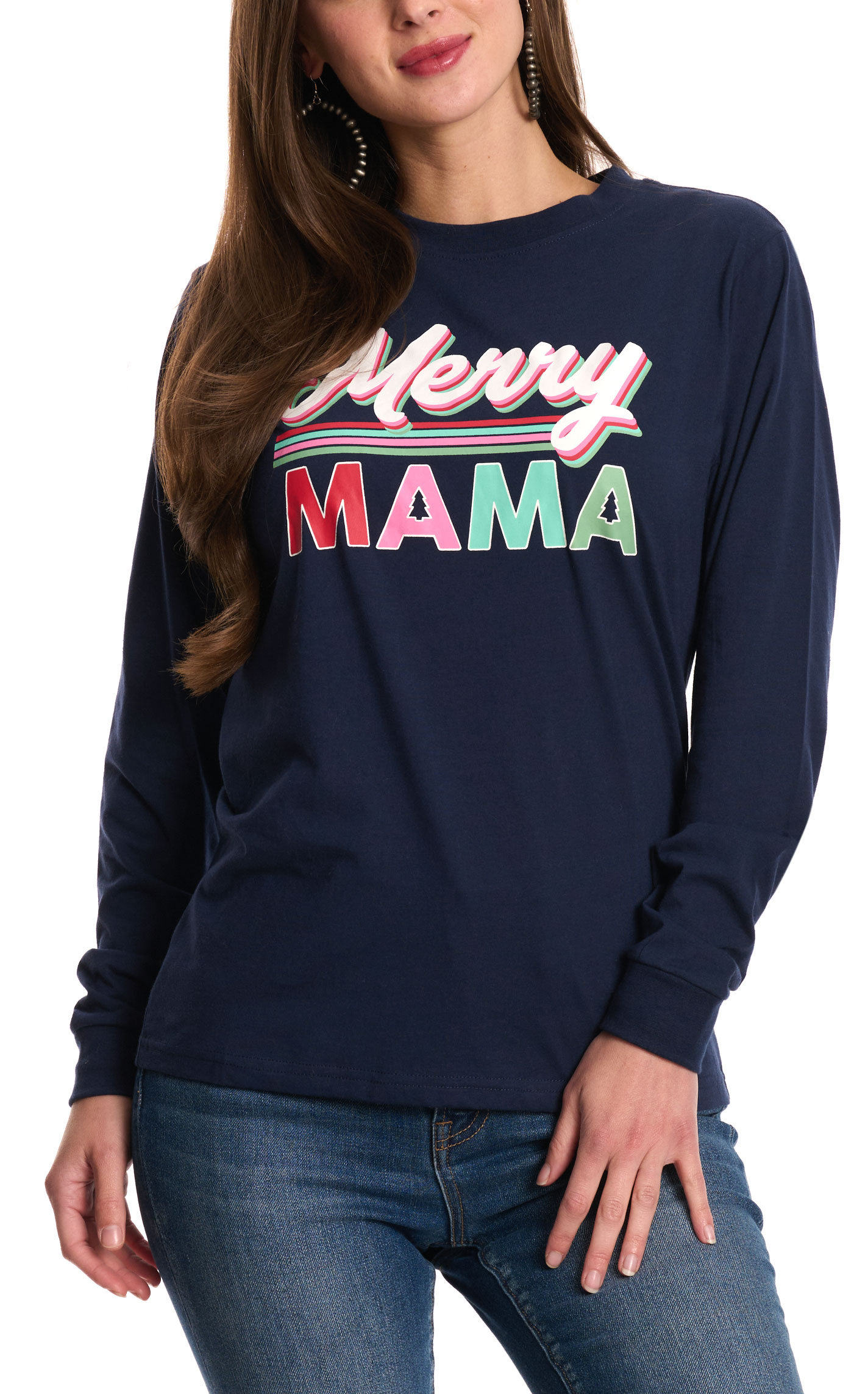 Jadelynn Brooke Women's Navy Merry Mama Graphic T-Shirt - Image 1