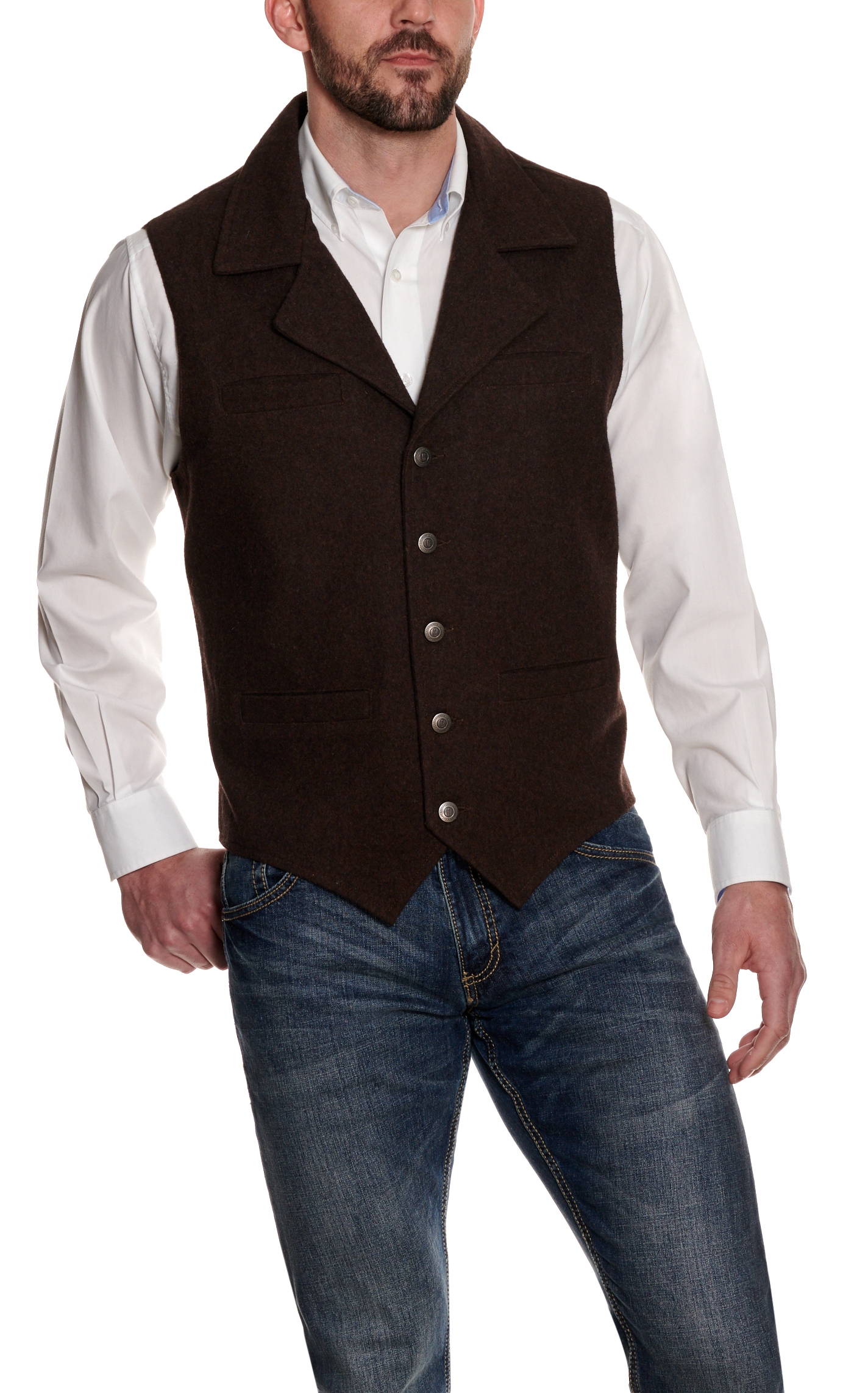 Cavenders Men's Chocolate Brown Wool Vest - Image 1