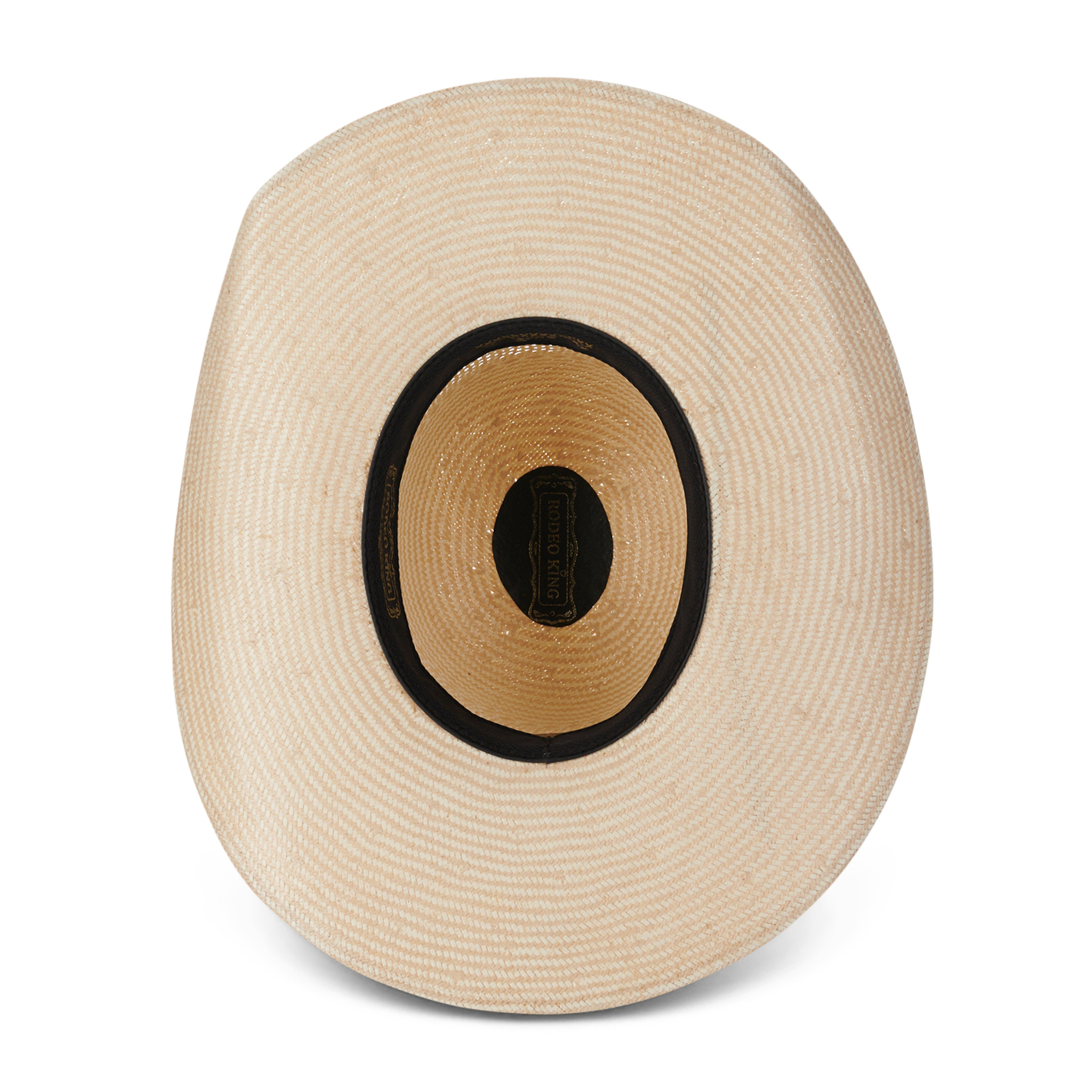 Rodeo King Tan and Ivory Open Crown Hand Woven Shantung Straw Cowboy Hat - Image 1