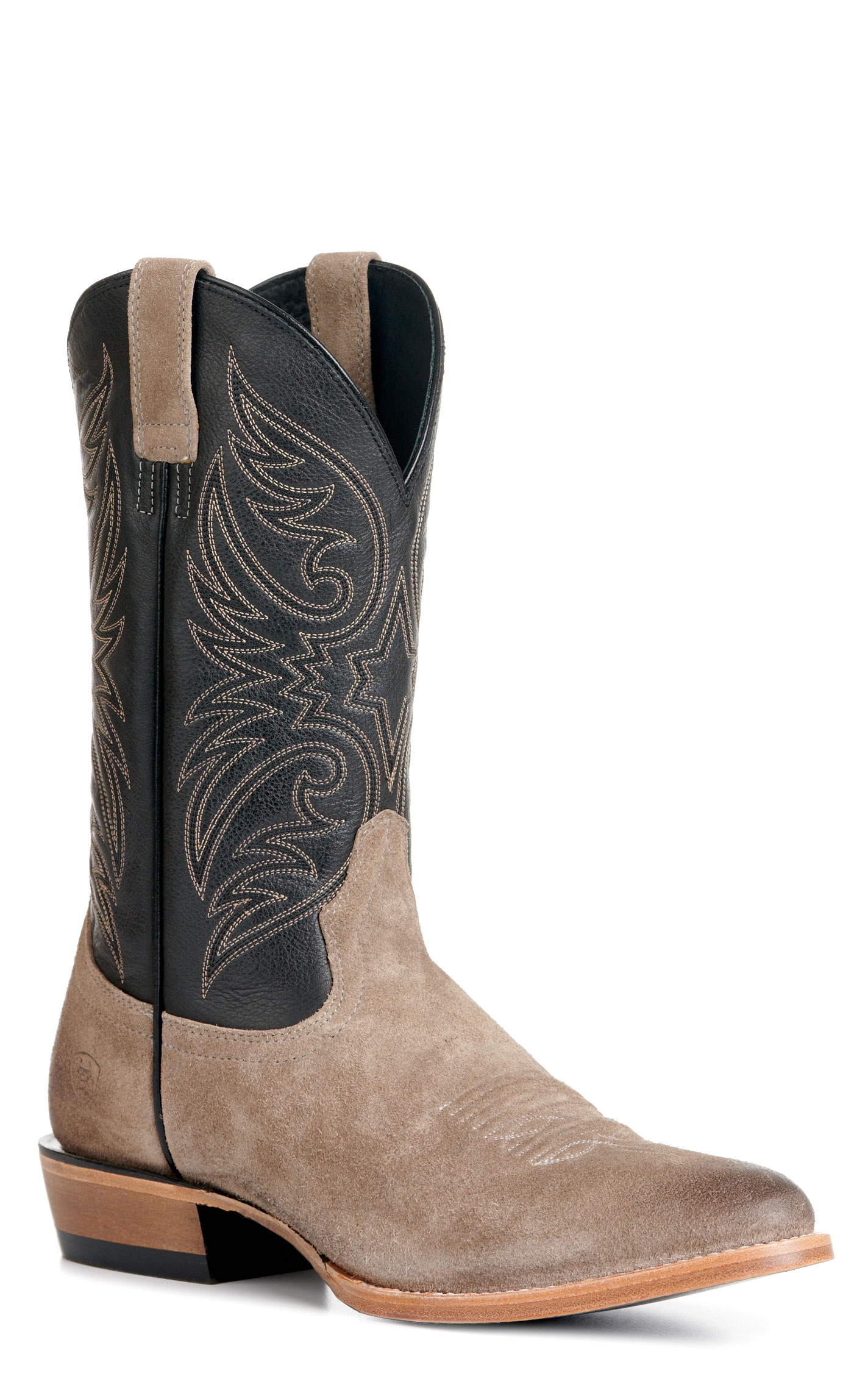 Ariat Men's Bankroll Smoky Roughout and Black R-Toe Cowboy Boots - Image 1