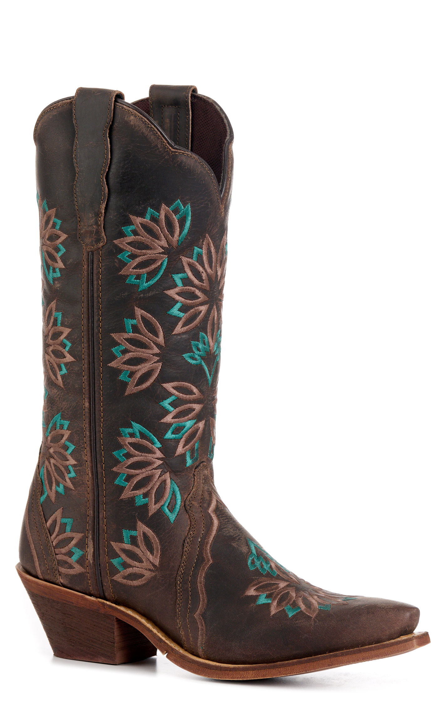 Laredo Women’s Tobacco Filly Whimsical Embroidered Snip Toe Cowboy Boots - Image 1